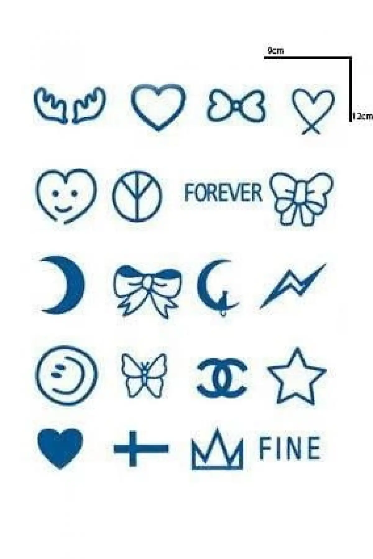 Karışık Figürlü 12 Saat Sonra Kararan Geçici Mini Dövme Tattoo