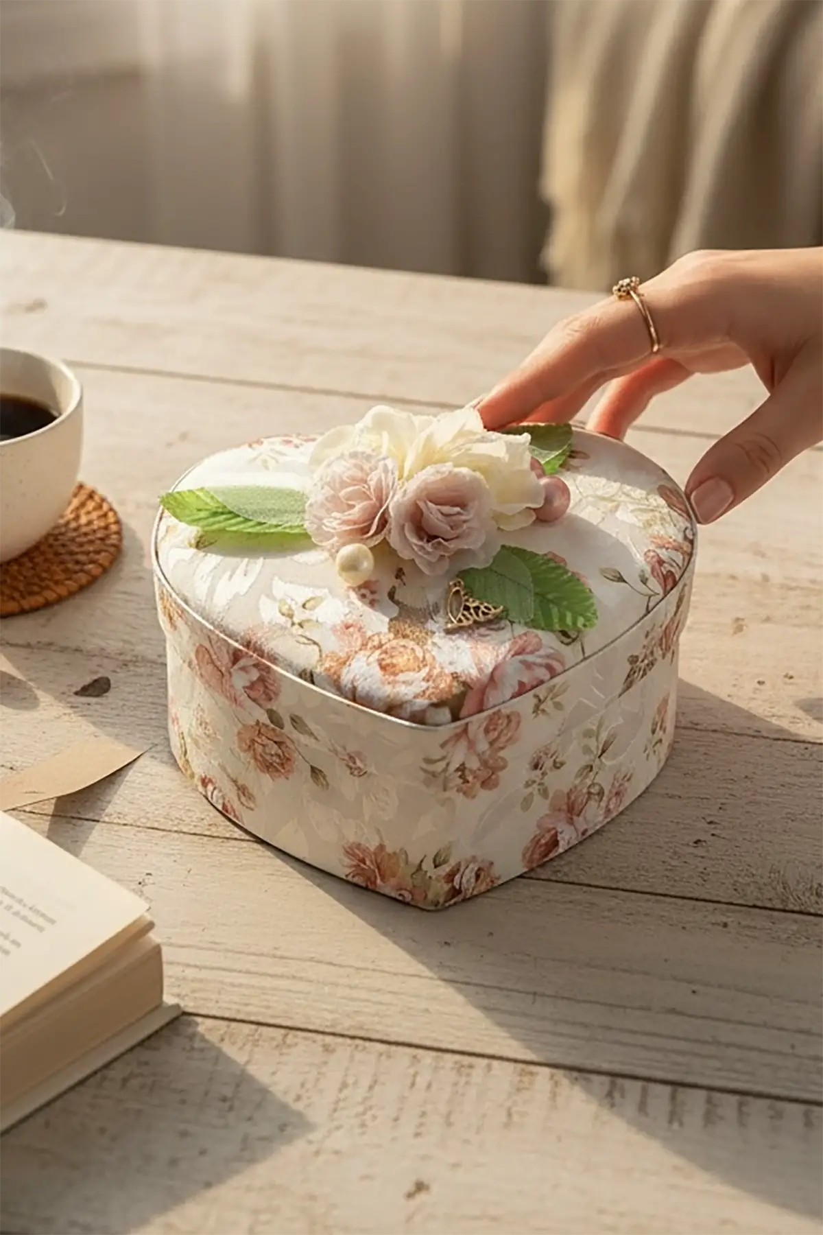 Karışık Renk Çiçek Figürlü Ayna Detaylı Çekmeceli Takı Organizeri