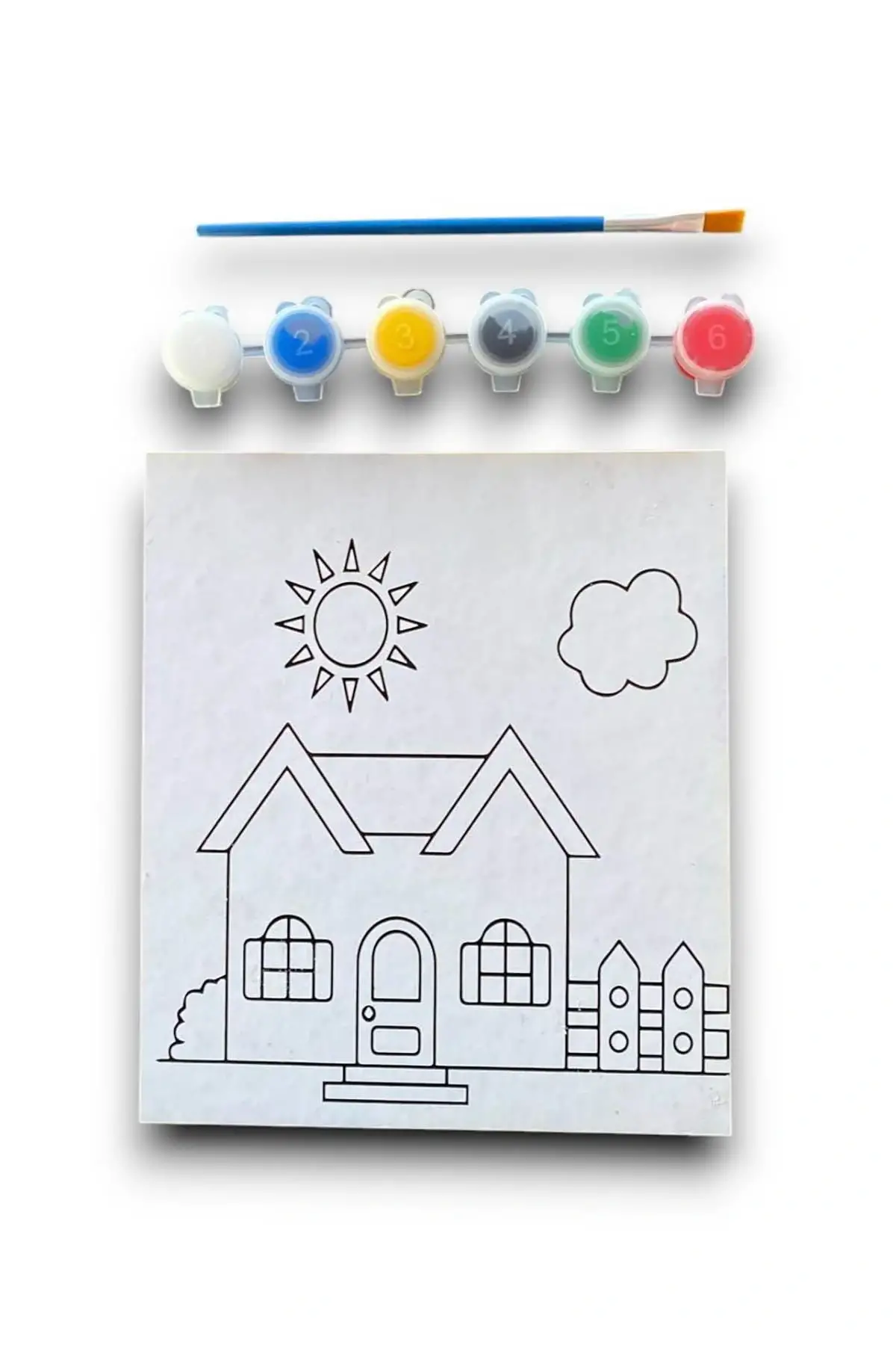 Karışık Renk Ev Figürlü Boyama Set