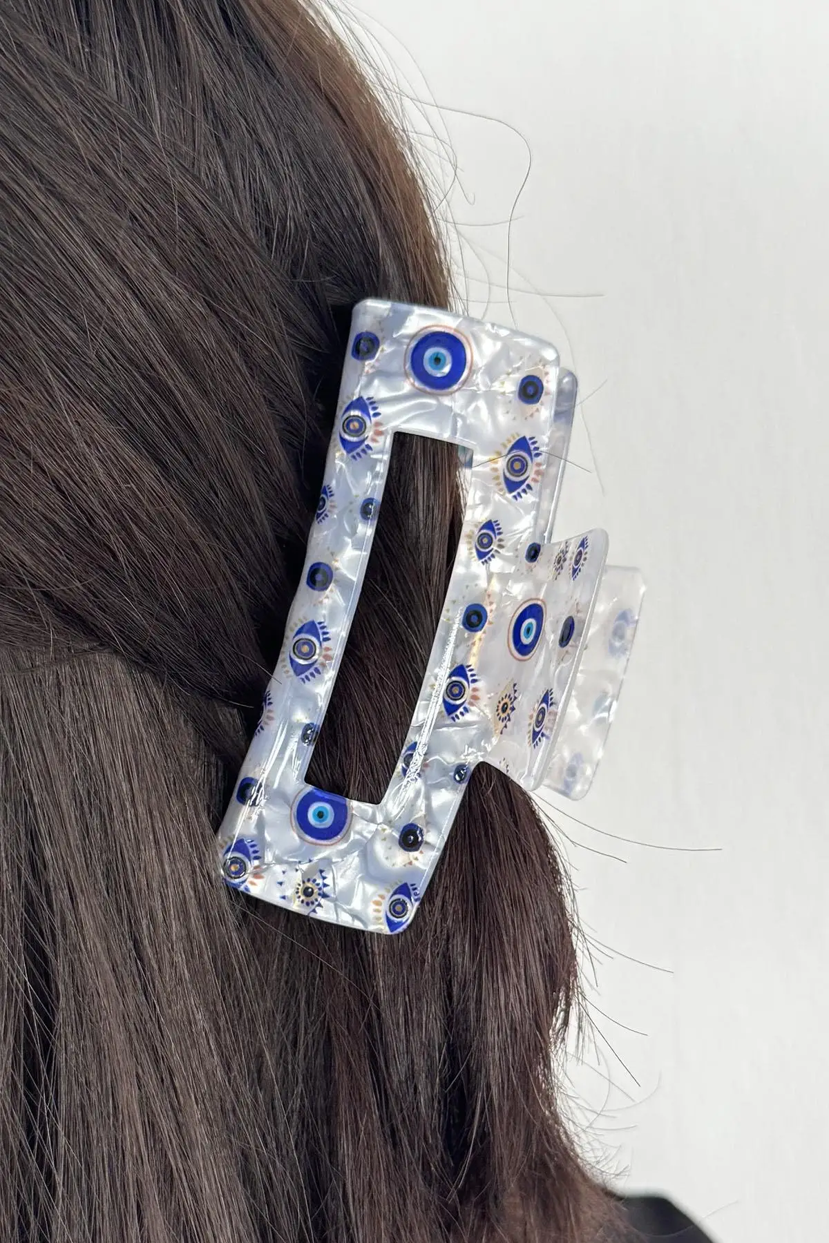 Karışık Renk Göz Figürlü Kemik Mandal Toka