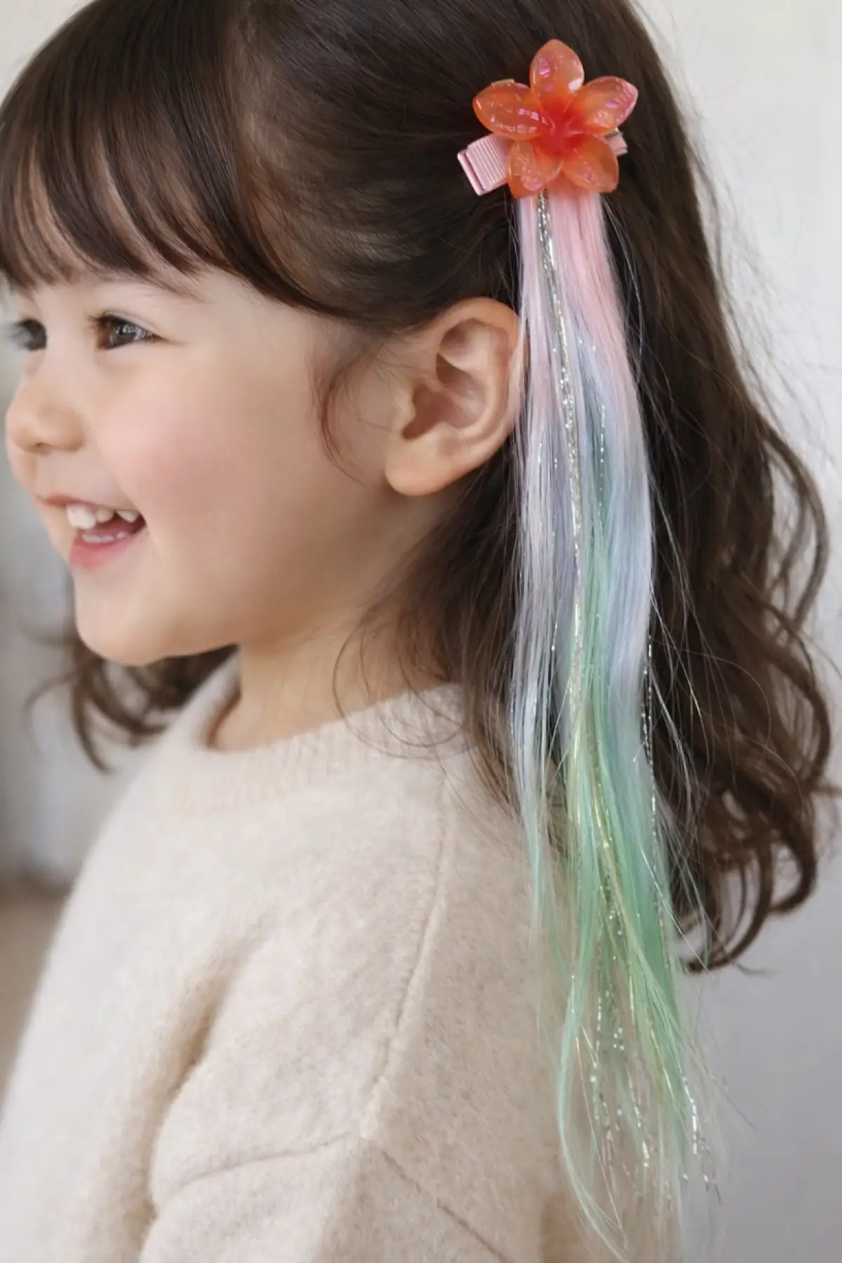 Karışık Renk Lotus Figürlü Saç Detaylı Çocuk Yan Toka