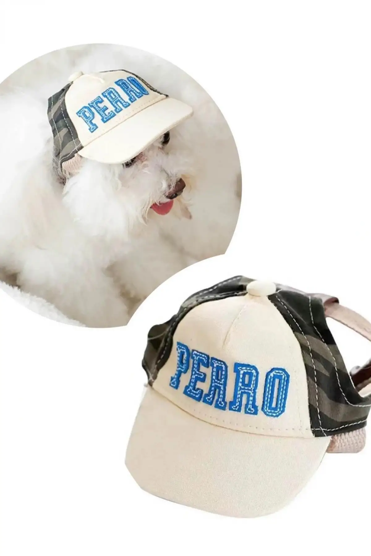 Karışık Renk Perro Yazılı Kamuflaj Desenli S Beden Köpek Şapkası