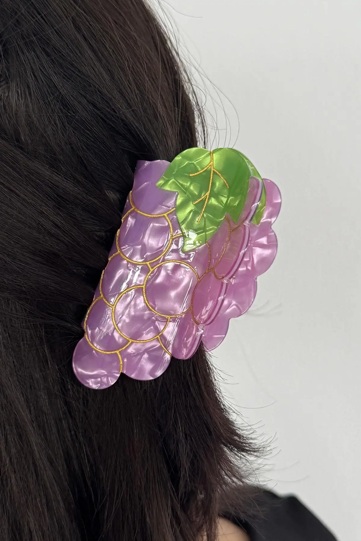 Karışık Renk Üzüm Figürlü Kemik Mandal Toka