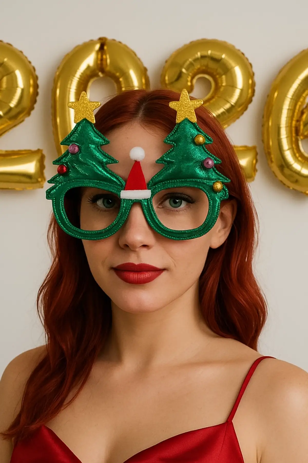Karışık Renk Yılbaşı Ağacı Figürlü Yılbaşı Temalı Noel Gözlük