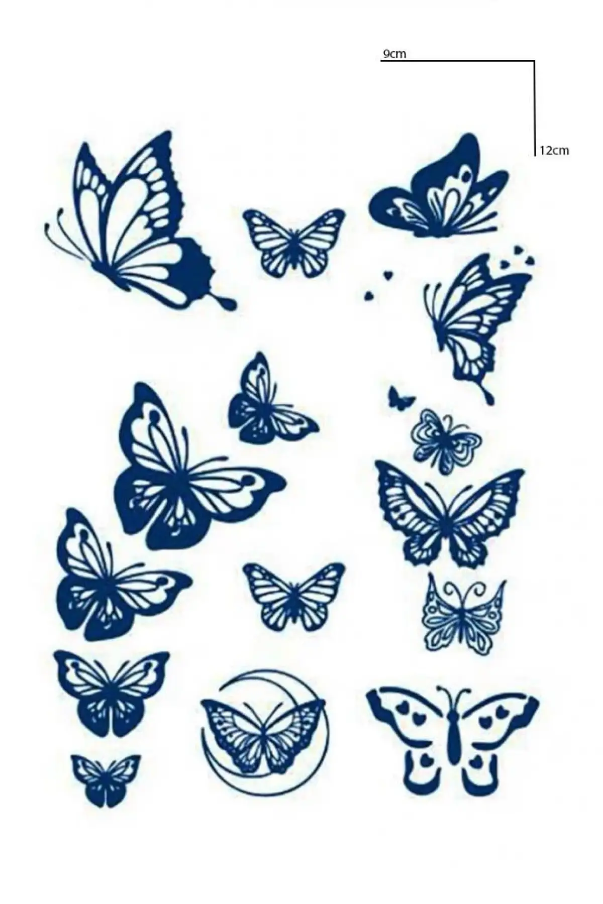 Kelebek Figürlü 12 Saat Sonra Kararan Geçici Dövme Tattoo