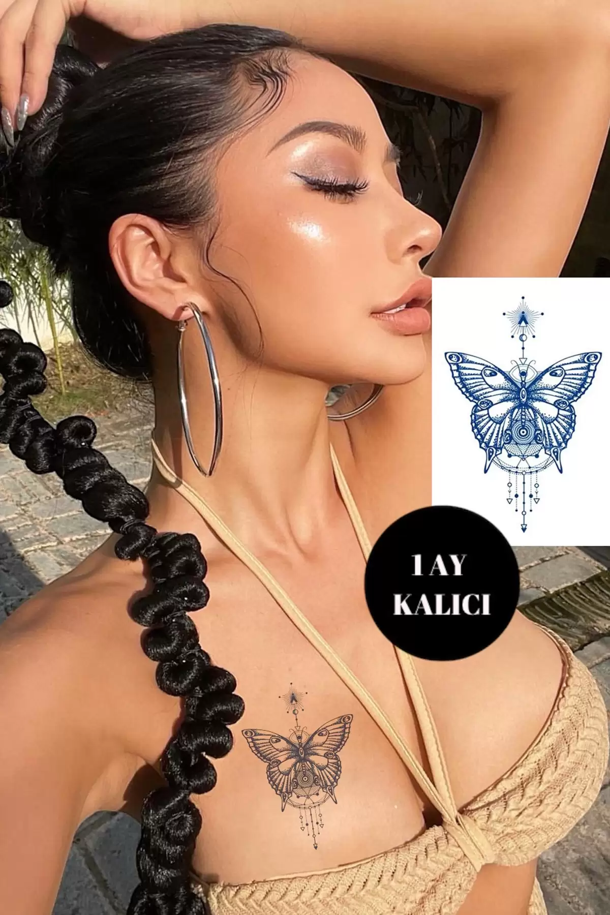 Kelebek Figürlü 12 Saat Sonra Kararan Geçici Dövme Tattoo