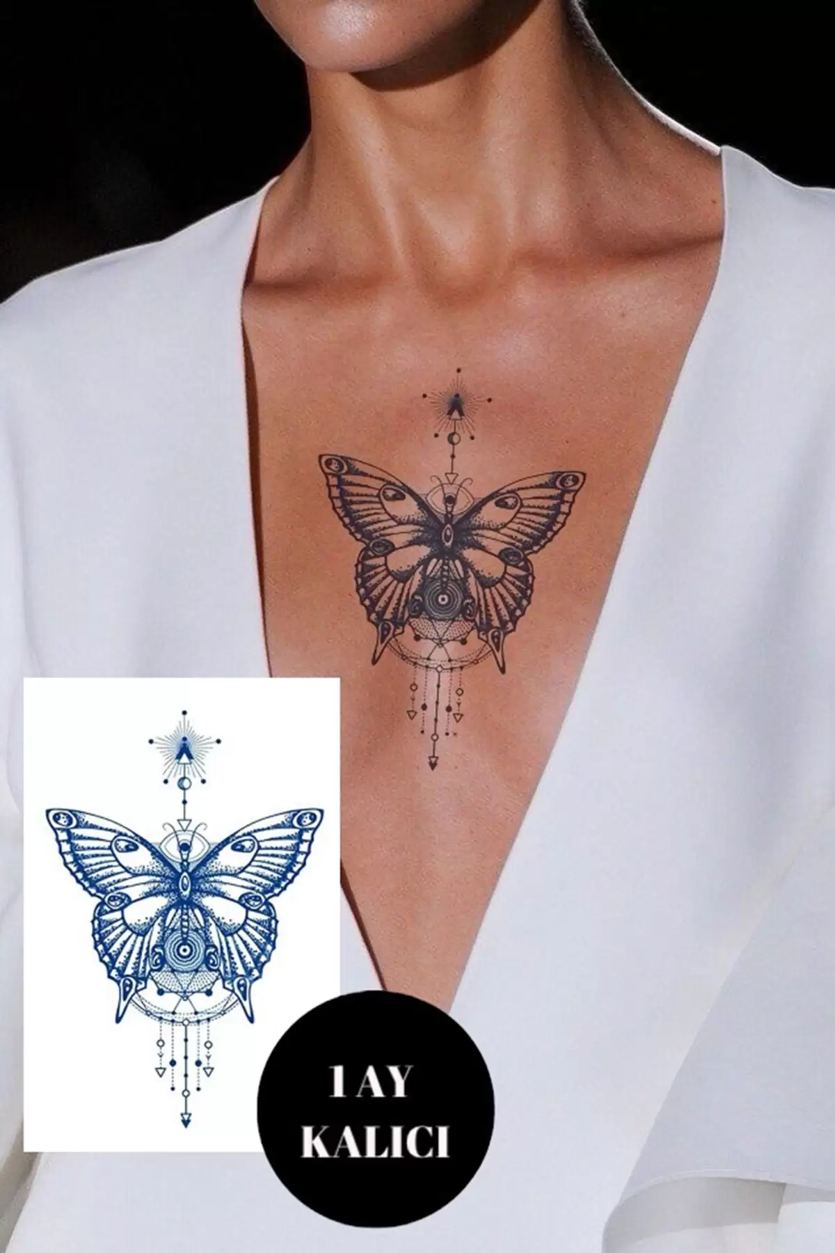 Kelebek Figürlü 12 Saat Sonra Kararan Geçici Dövme Tattoo