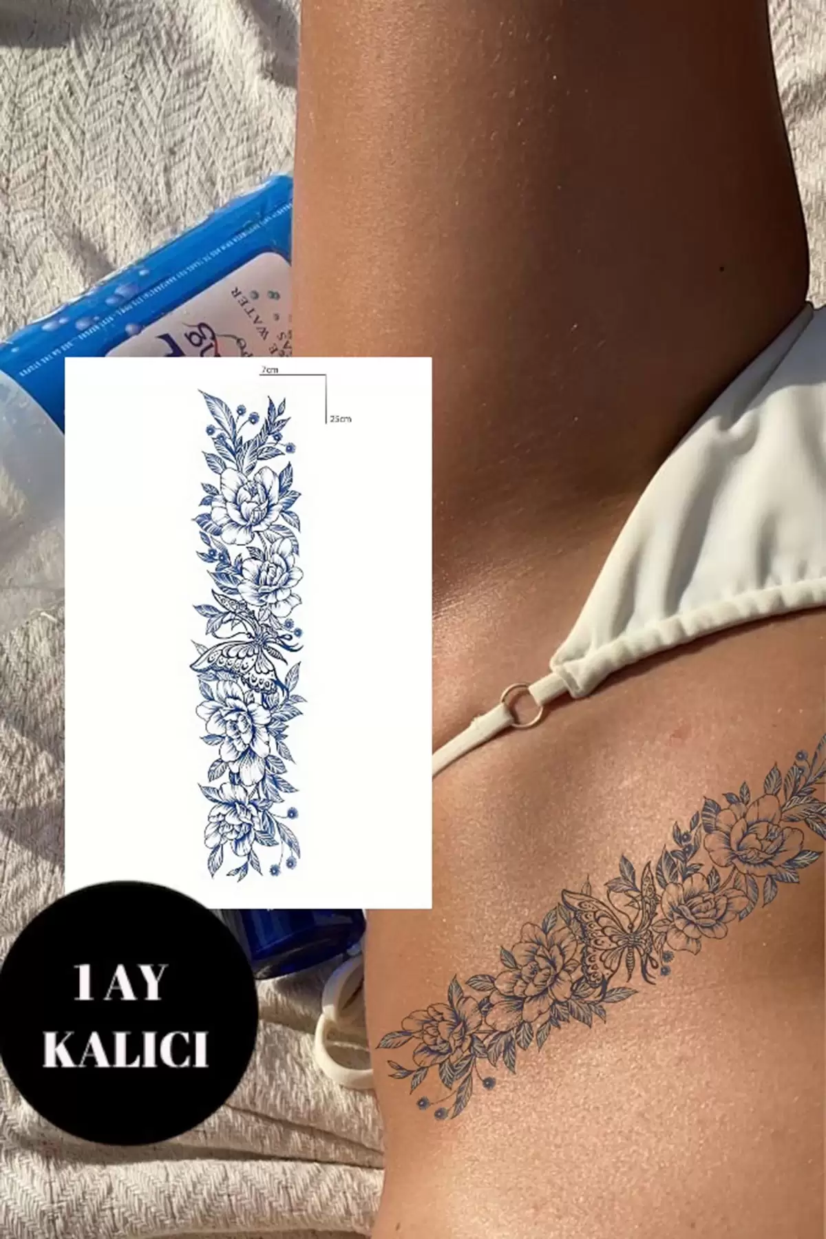 Kelebek Ve Çiçek Figürlü 12 Saat Sonra Kararan Geçici Dövme Tattoo