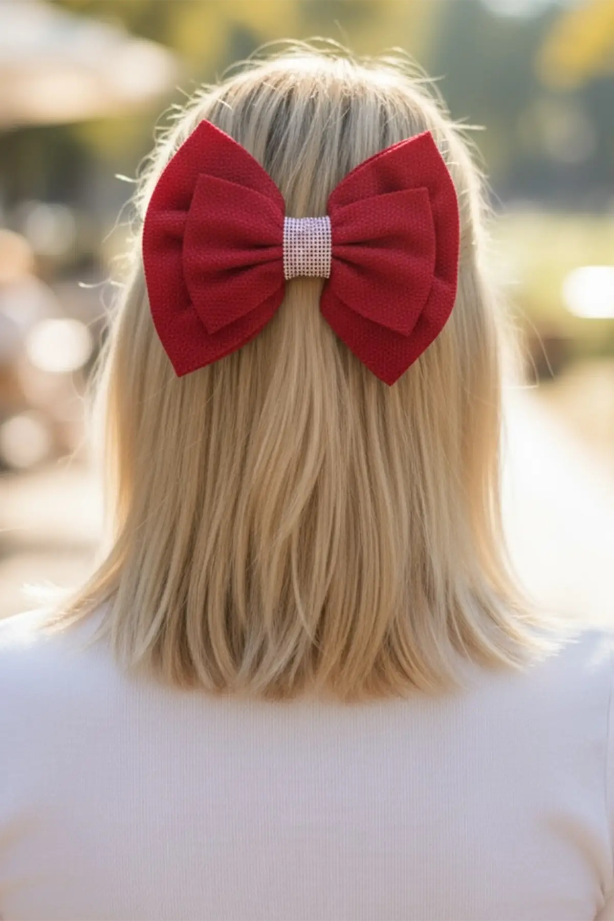 Kırmızı Renk Kurdele Figürlü Taş Detaylı Otomat Toka