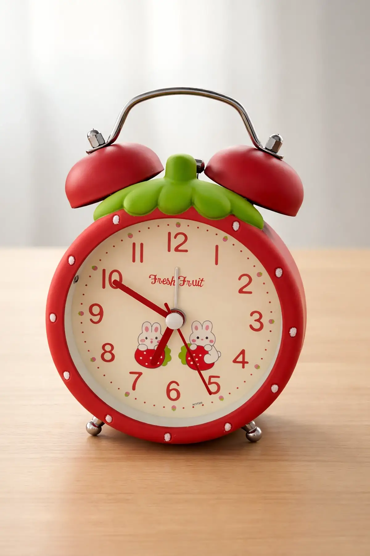 Kırmızı Renk Mini Dekoratif Işıklı Alarmlı Yuvarlak Masa Saati