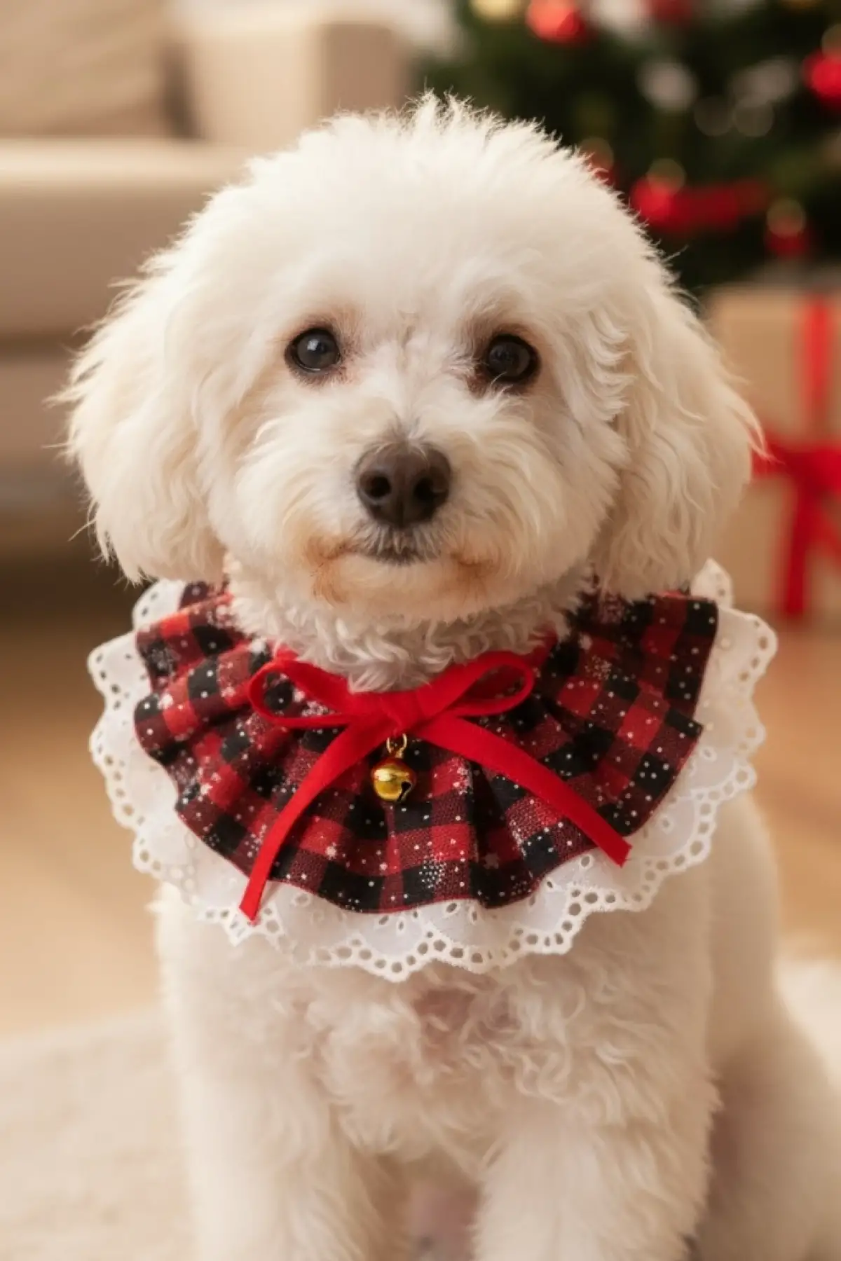 Kırmızı Renk Potikare Ayarlanabilir Desenli Zilli Kedi/ Köpek Tasması