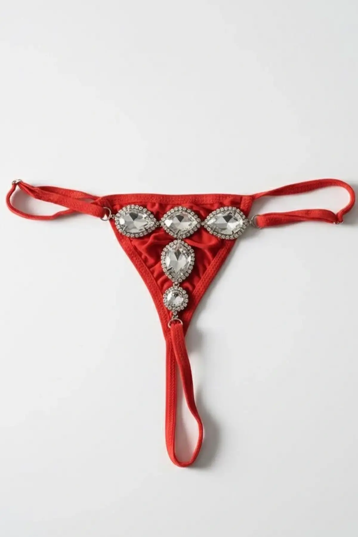 Kırmızı Renk Taş Detaylı Tanga