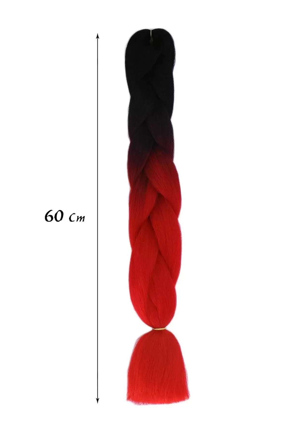 Kırmızı Siyah İki Renk Ombreli Afrika Zenci Örgüsü Box Braid Sentetik Saç 60cm 100gr