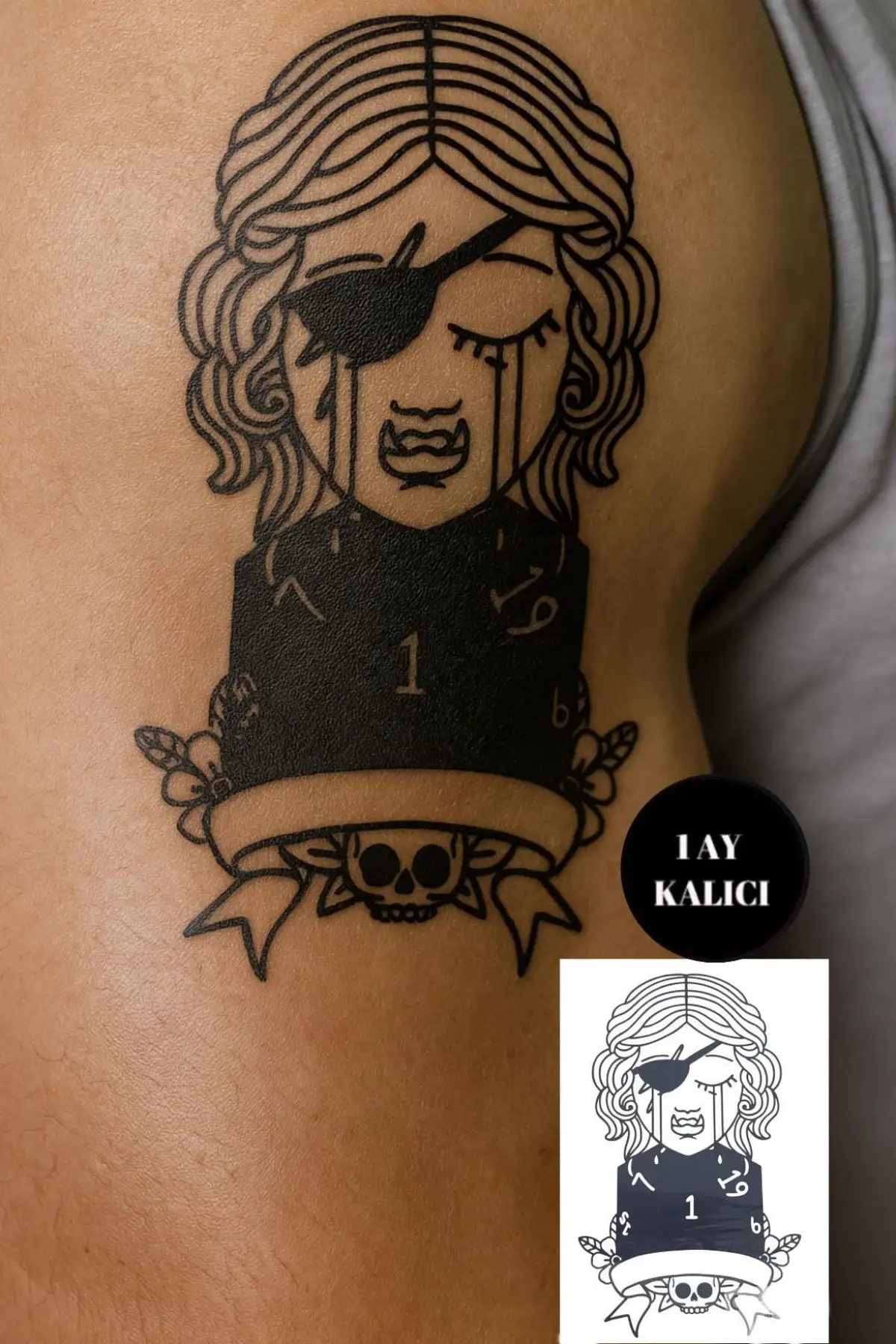 Korsan Kız Figürlü 12 Saat Sonra Kararan Geçici Mini Dövme Tattoo