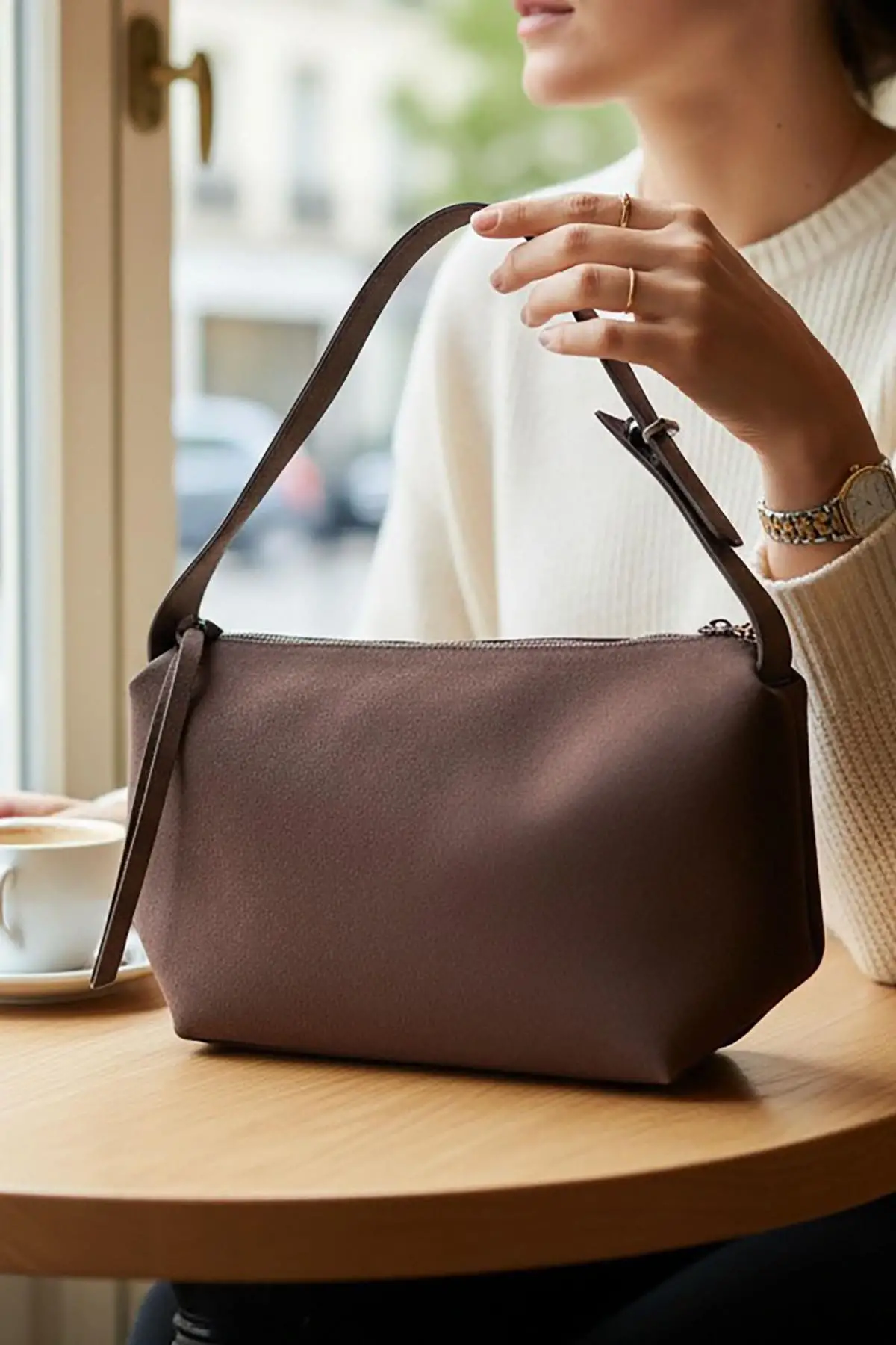 Koyu Kahve Renk Süet Kadın Çanta