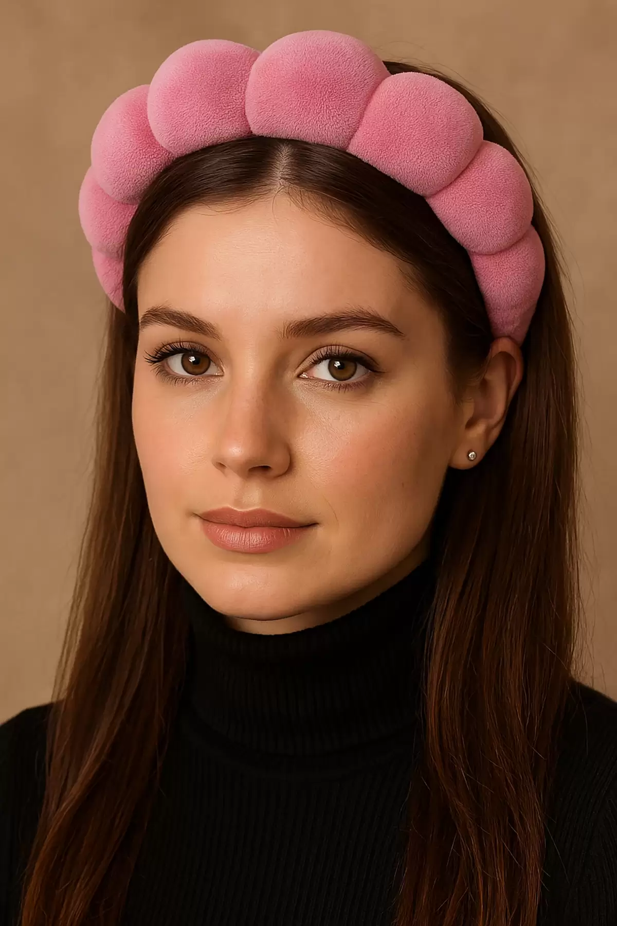 Koyu Pembe Renk Spa Saç Bandı Havlu Taç