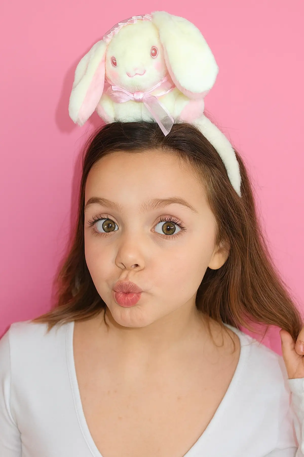 Krem Renk Tavşan Figürlü Peluş Taç