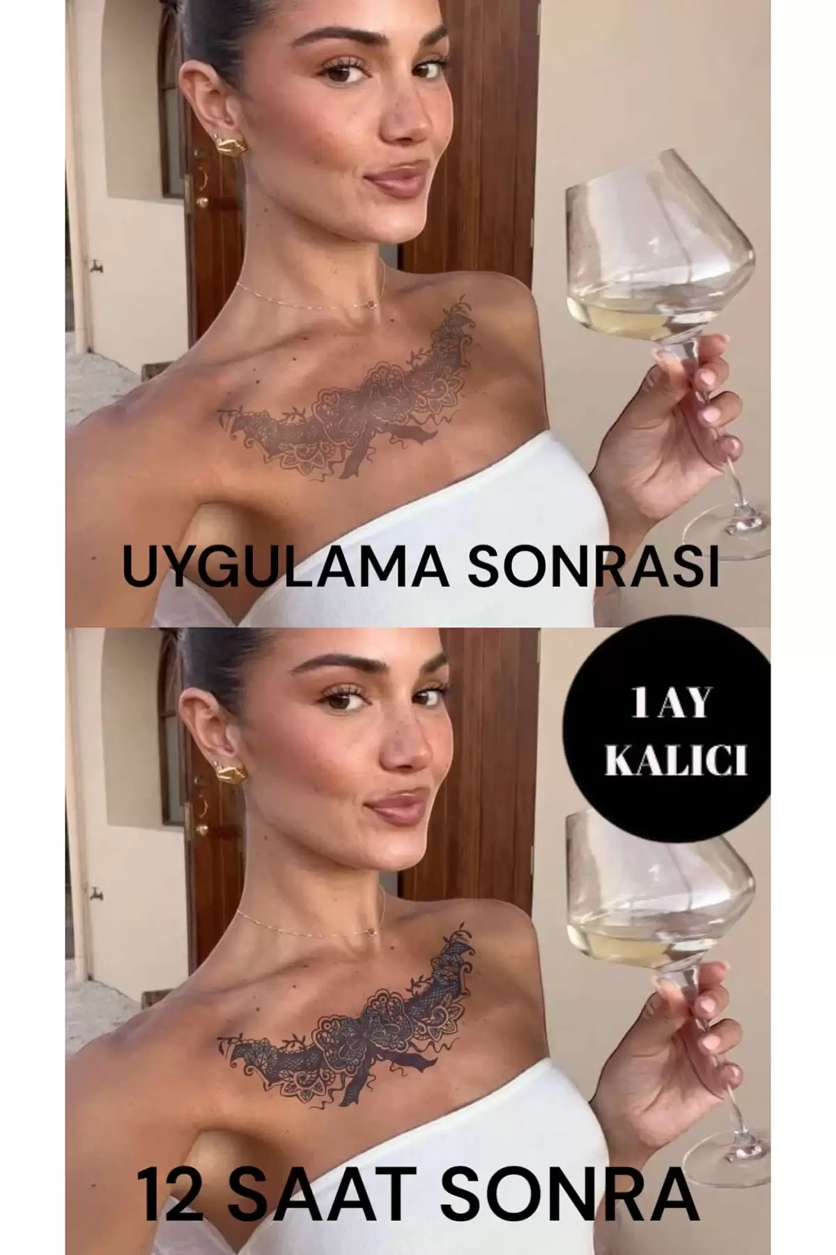 Kurdele Figürlü 12 Saat Sonra Kararan Geçici Dövme Tattoo