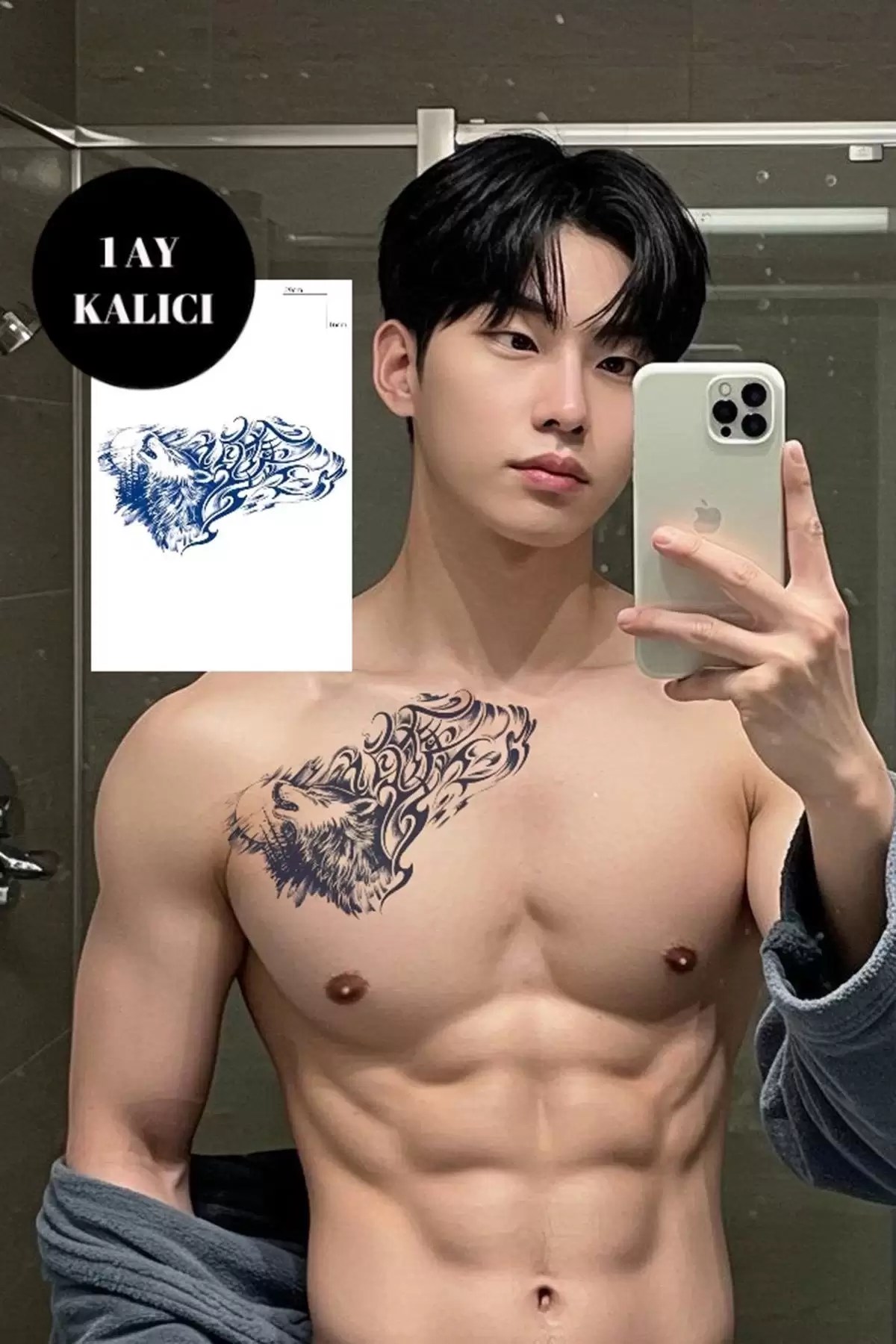 Kurt Figürlü 12 Saat Sonra Kararan Geçici Dövme Tattoo