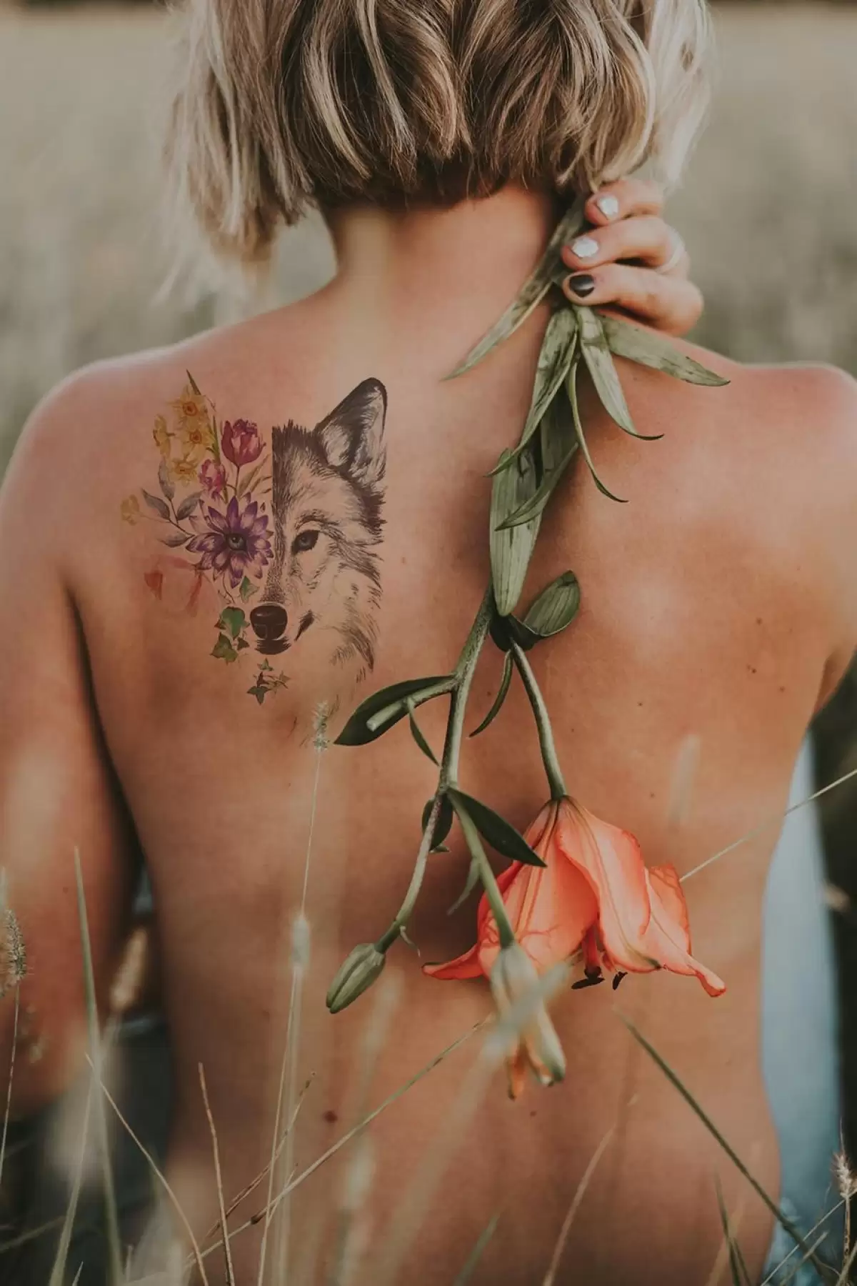 Kurt ve Çiçek Geçici Dövme Tattoo