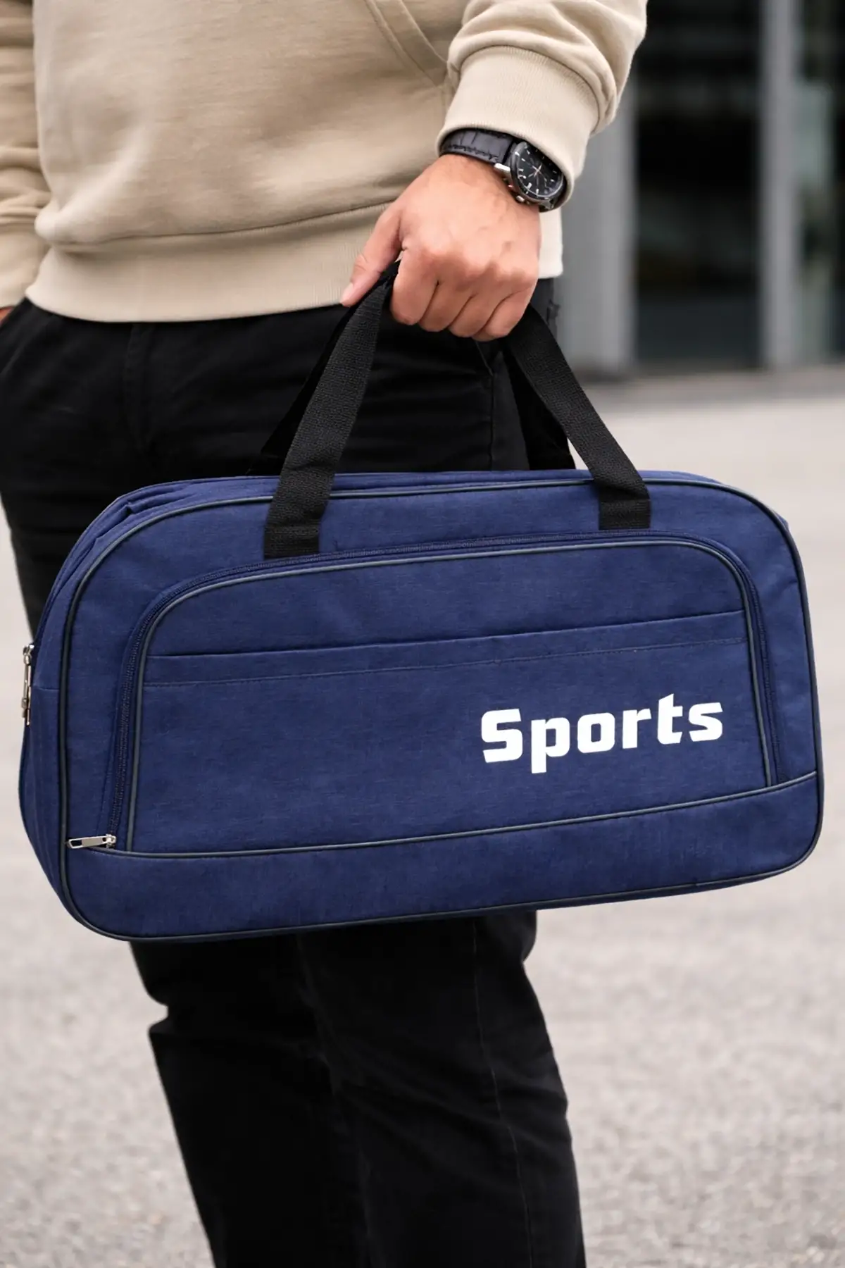 Lacivert Renk Büyük Boy El Çantası/ Seyahat Çantası