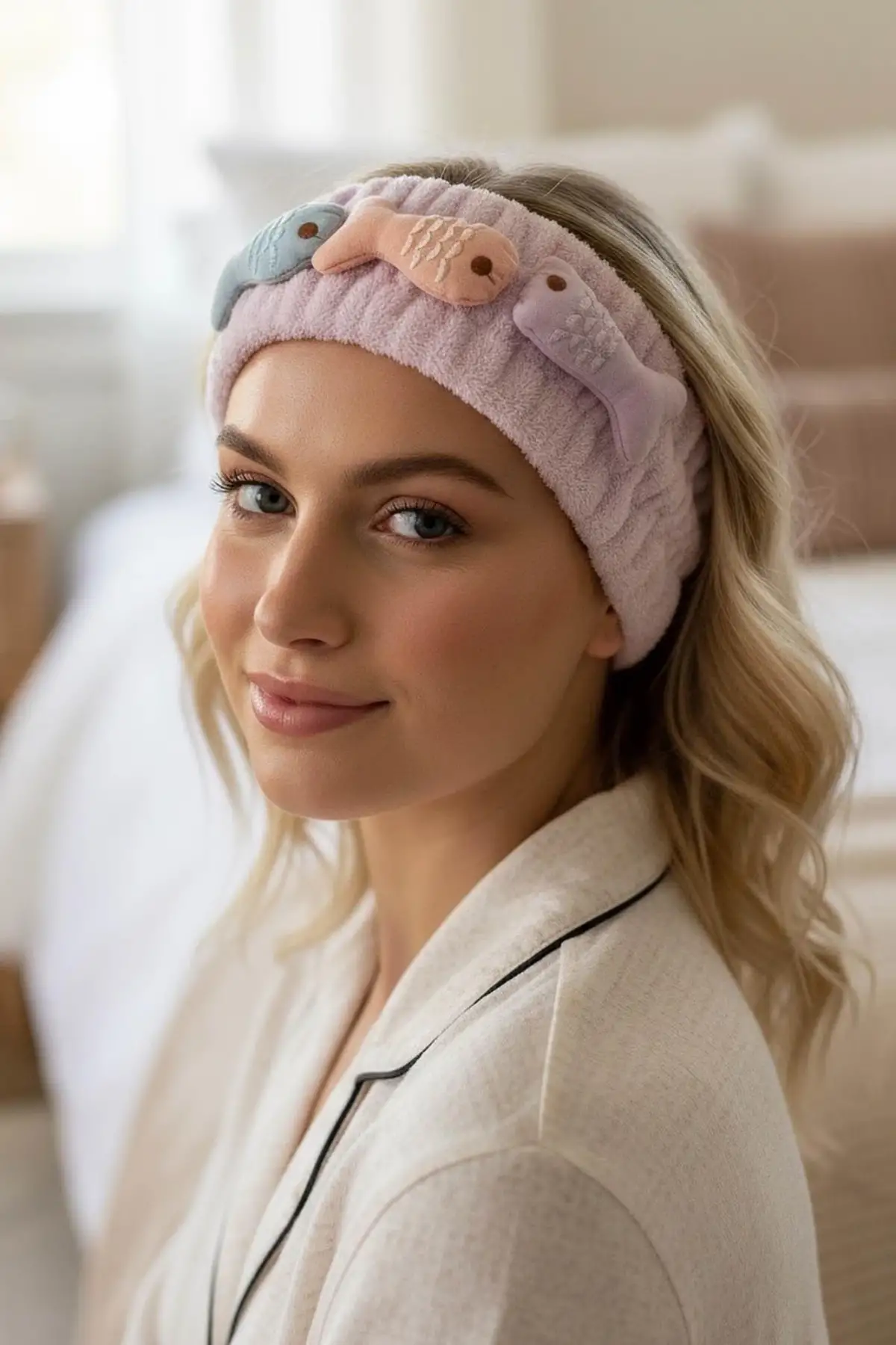 Lila Renk Balık Figürlü Peluş Saç Bandı