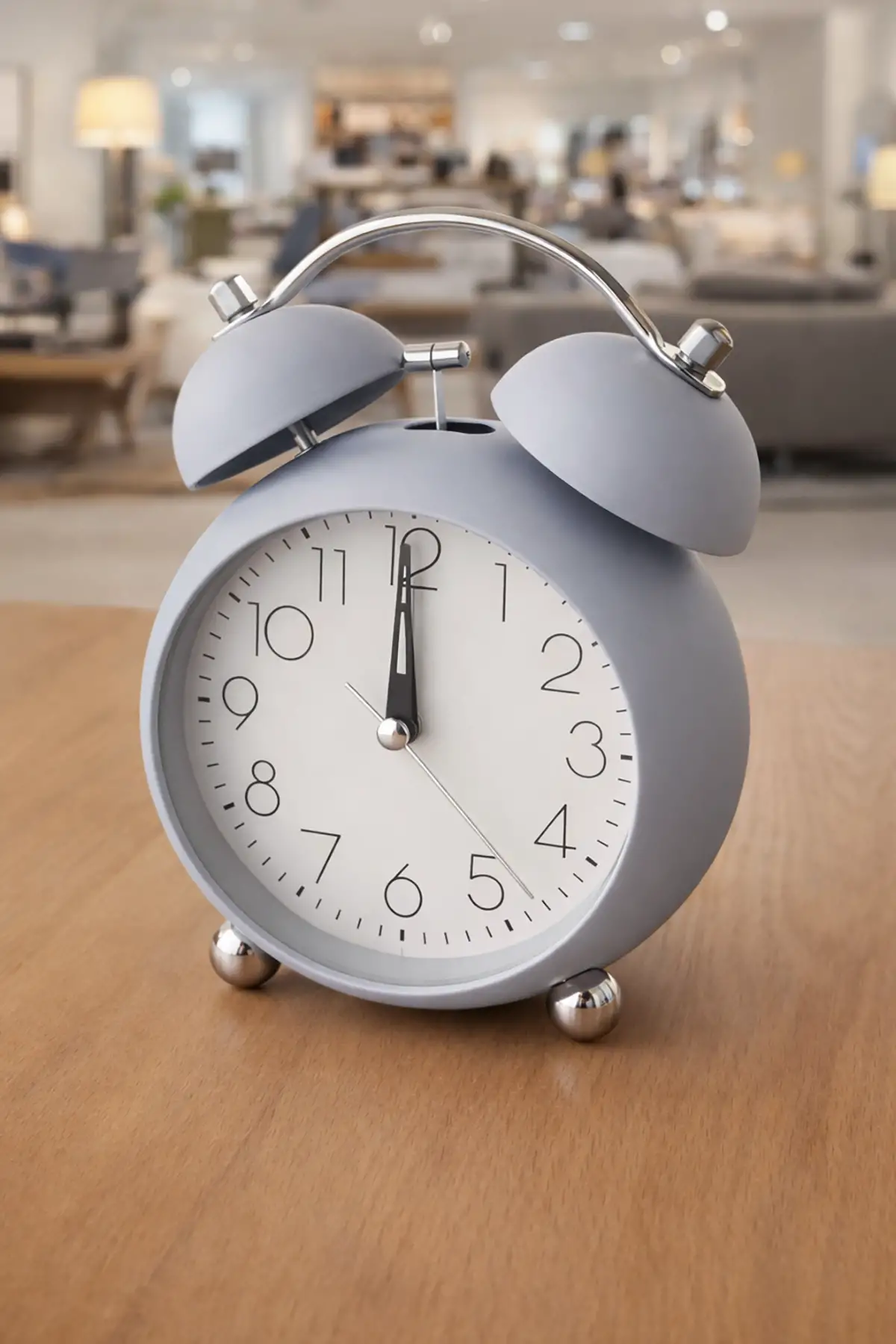 Lila Renk Mini Dekoratif Işıklı Alarmlı Yuvarlak Masa Saati