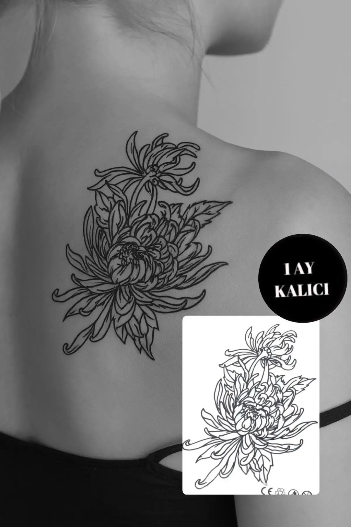 Lotus Çiçeği Figürlü 12 Saat Sonra Kararan Geçici Mini Dövme Tattoo