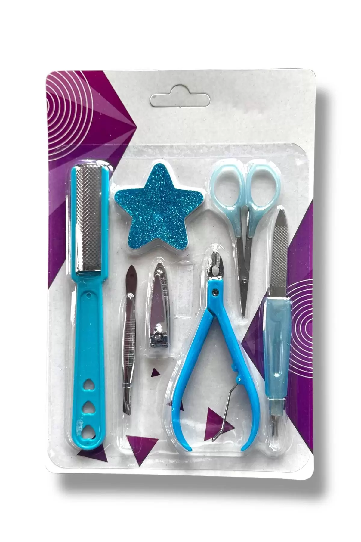 Mavi Renk 7 Parça Manikür/ Pedikür Törpü Set