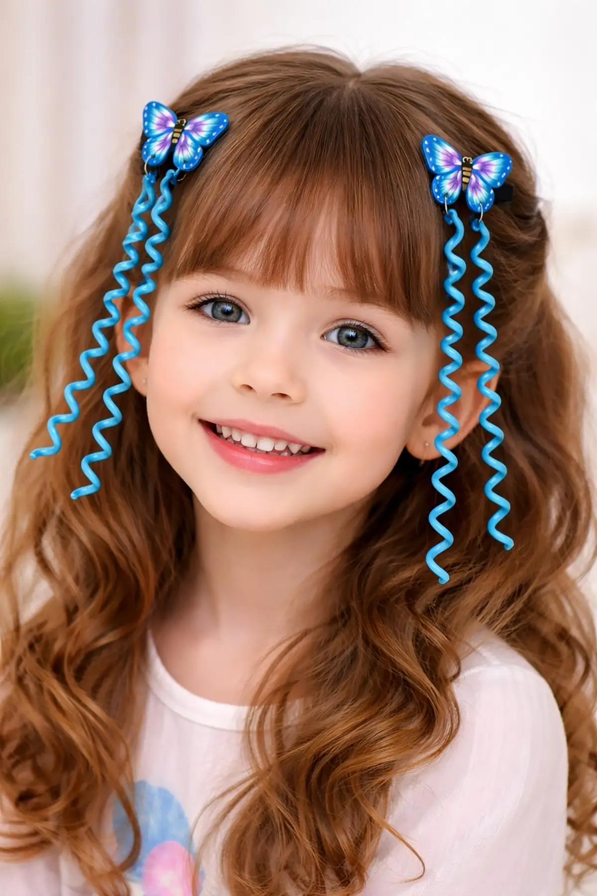 Mavi Renk Kelebek Figürlü Çocuk Yan Toka