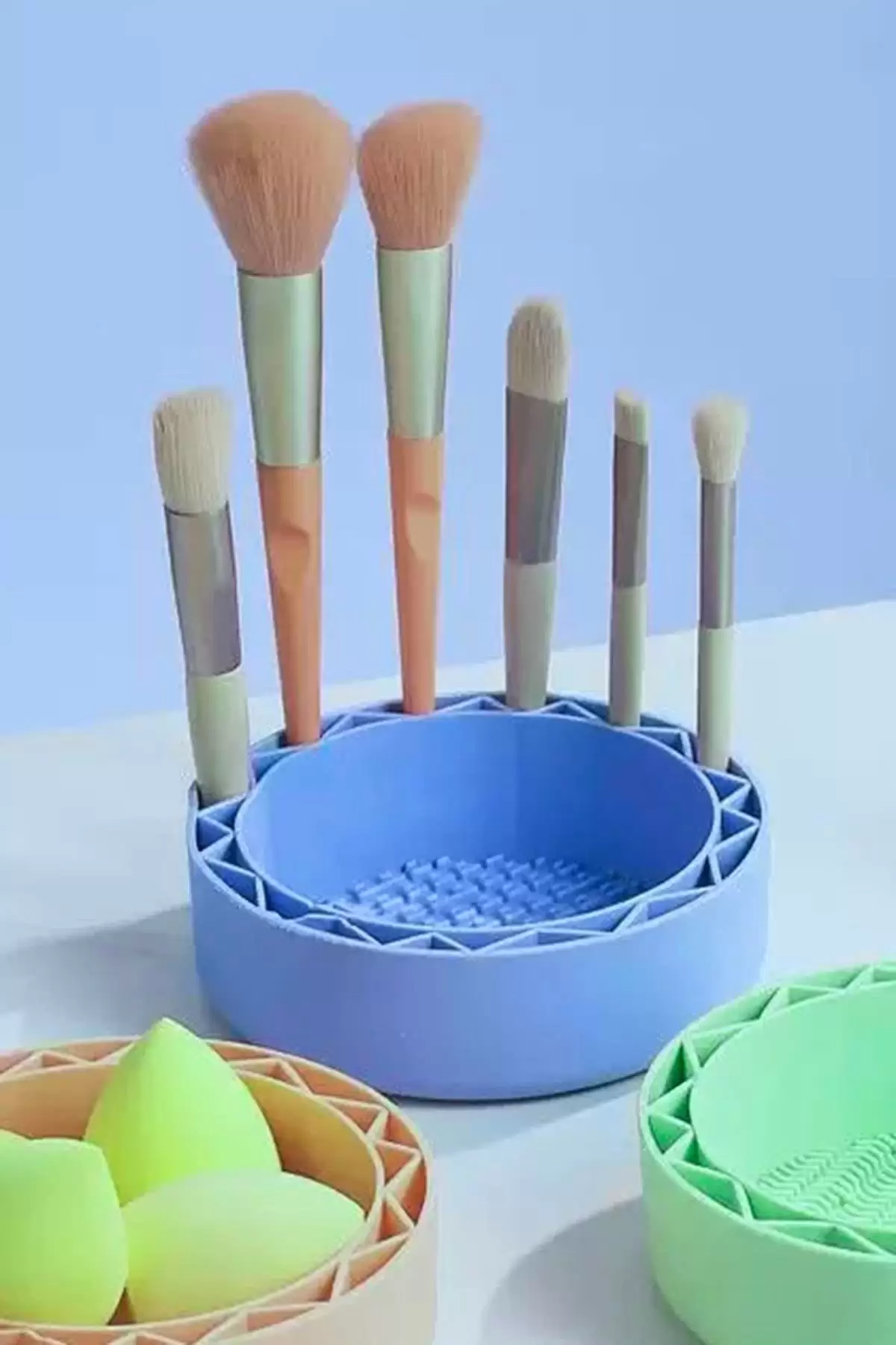 Mavi Renk Makyaj Fırça Temizleme Matı