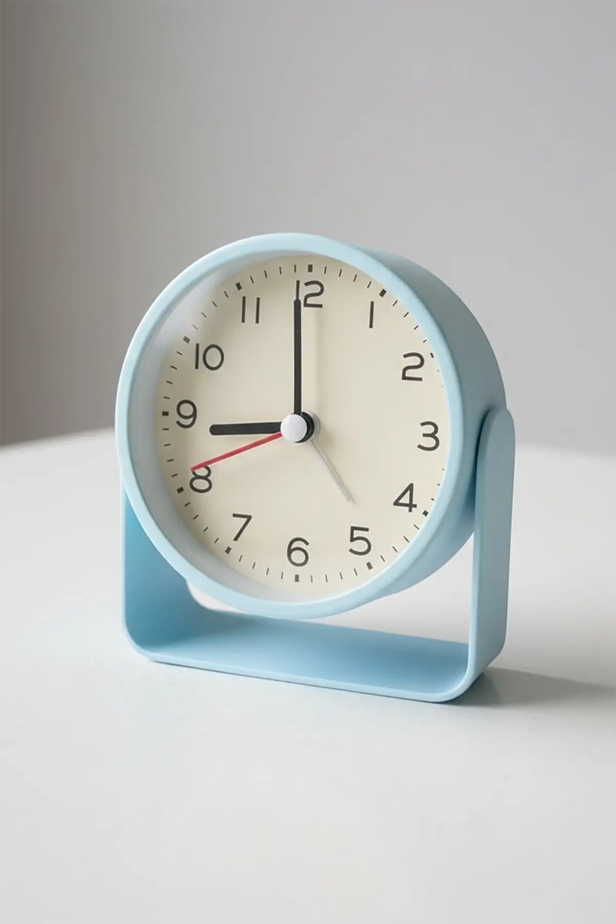 Mavi Renk Mini Dekoratif Alarmlı Yuvarlak Masa Saati