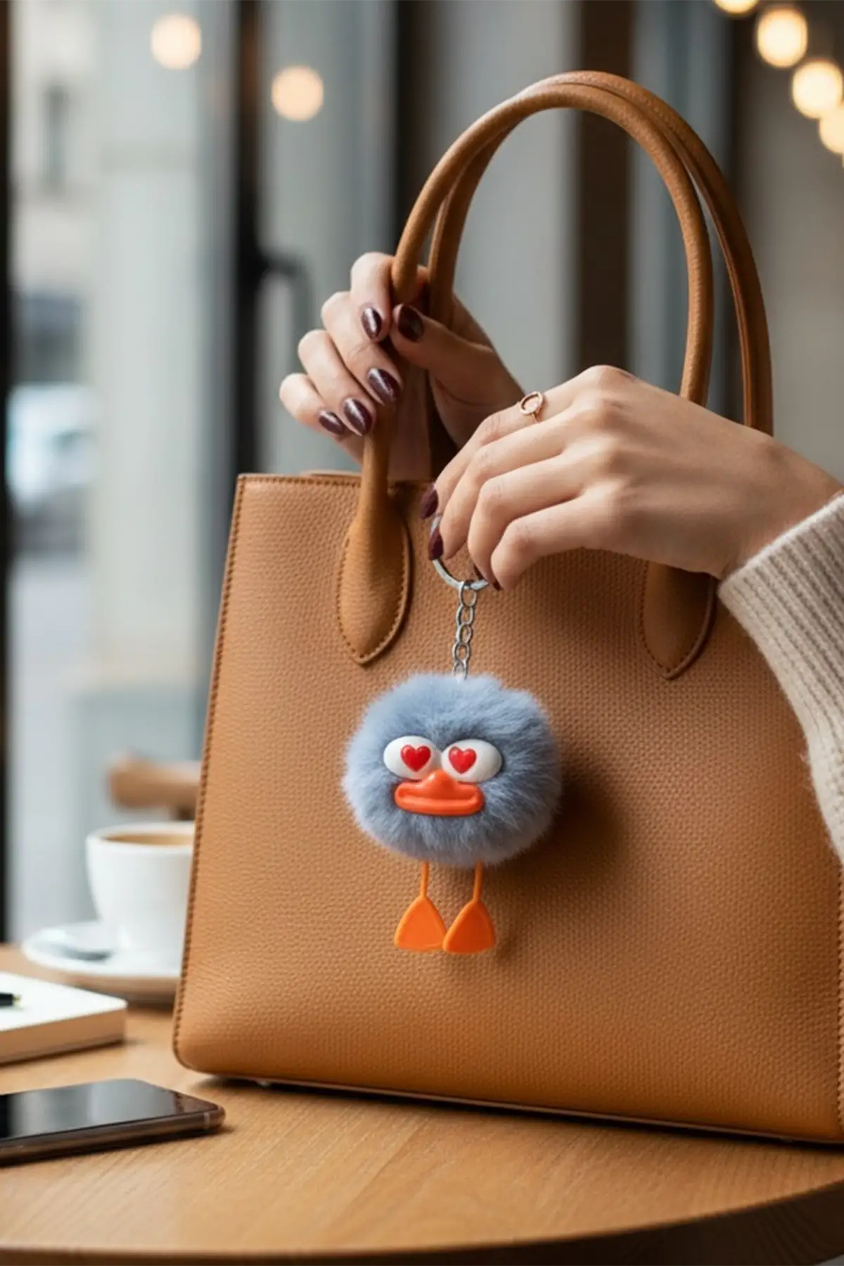 Mavi Renk Peluş Detaylı Anahtarlık