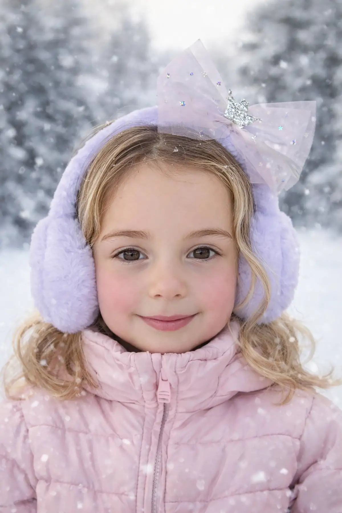 Mor Renk Kurdele Figürlü Peluş Kulaklık