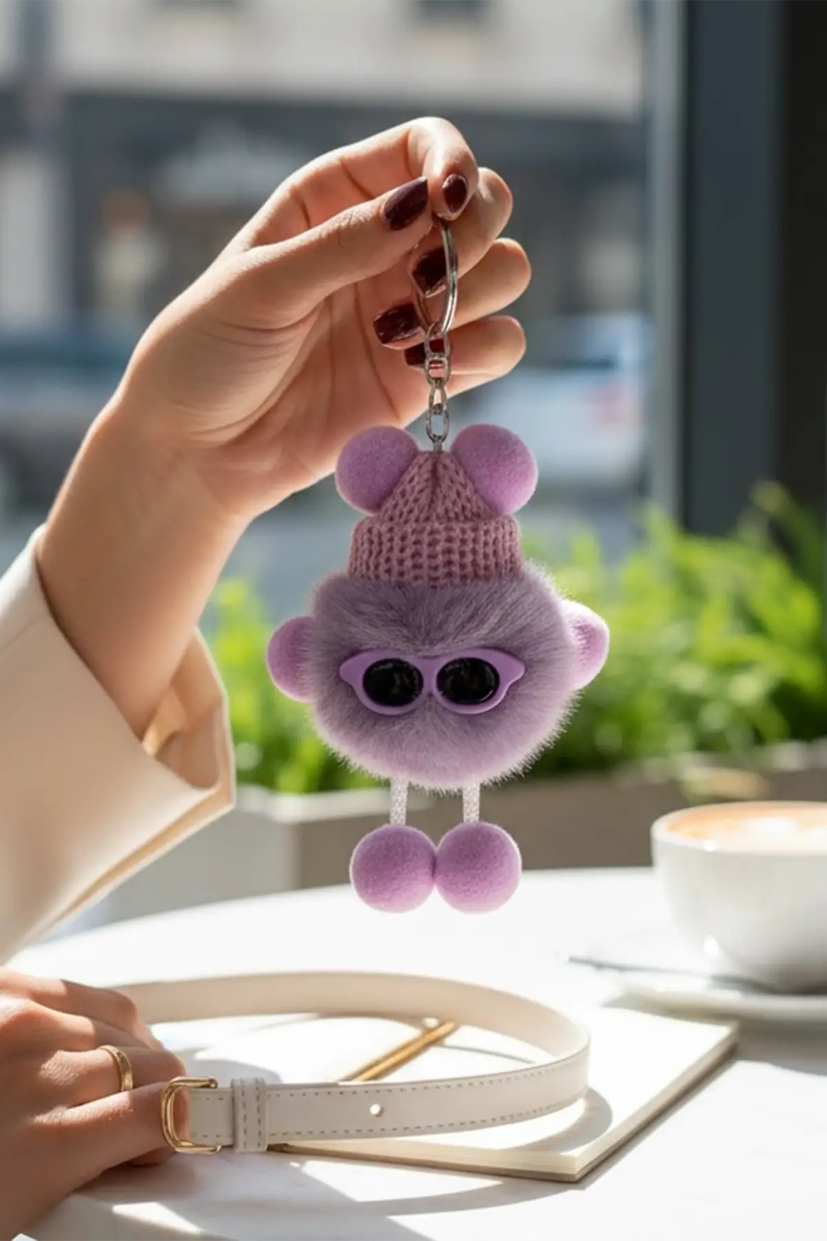 Mor Renk Peluş Detaylı Anahtarlık