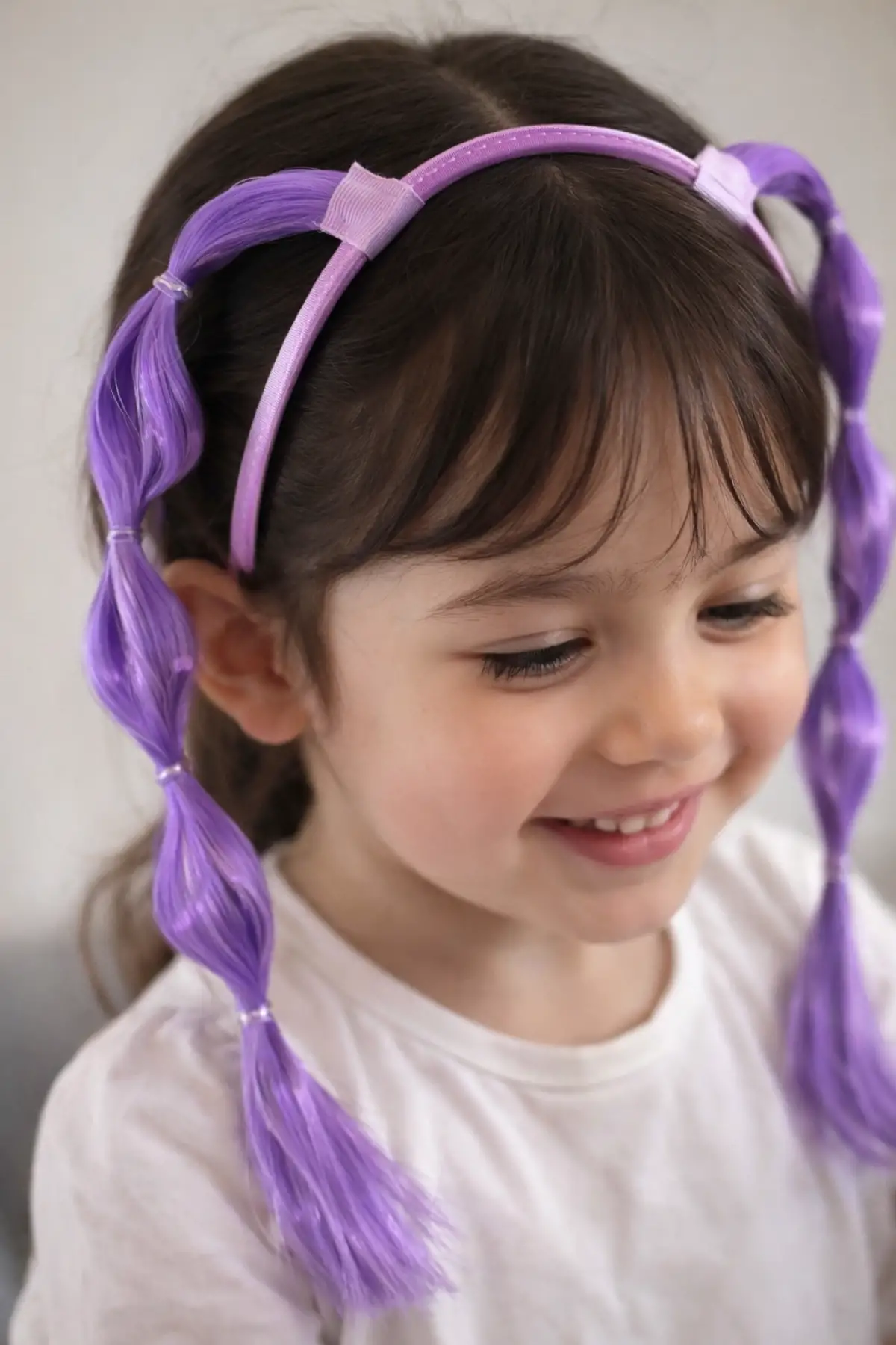 Mor Renk Saç Detaylı Çocuk Taç