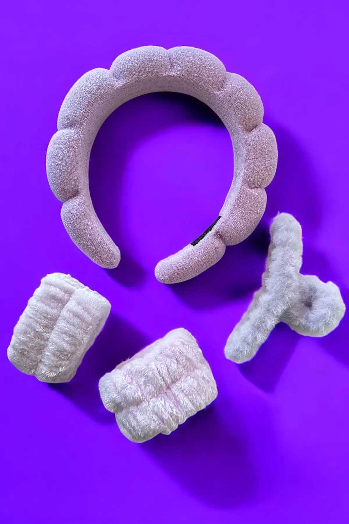 Mor Renk Spa Taç/ Mandal Toka/ Su Emici Havlu Bileklik Set