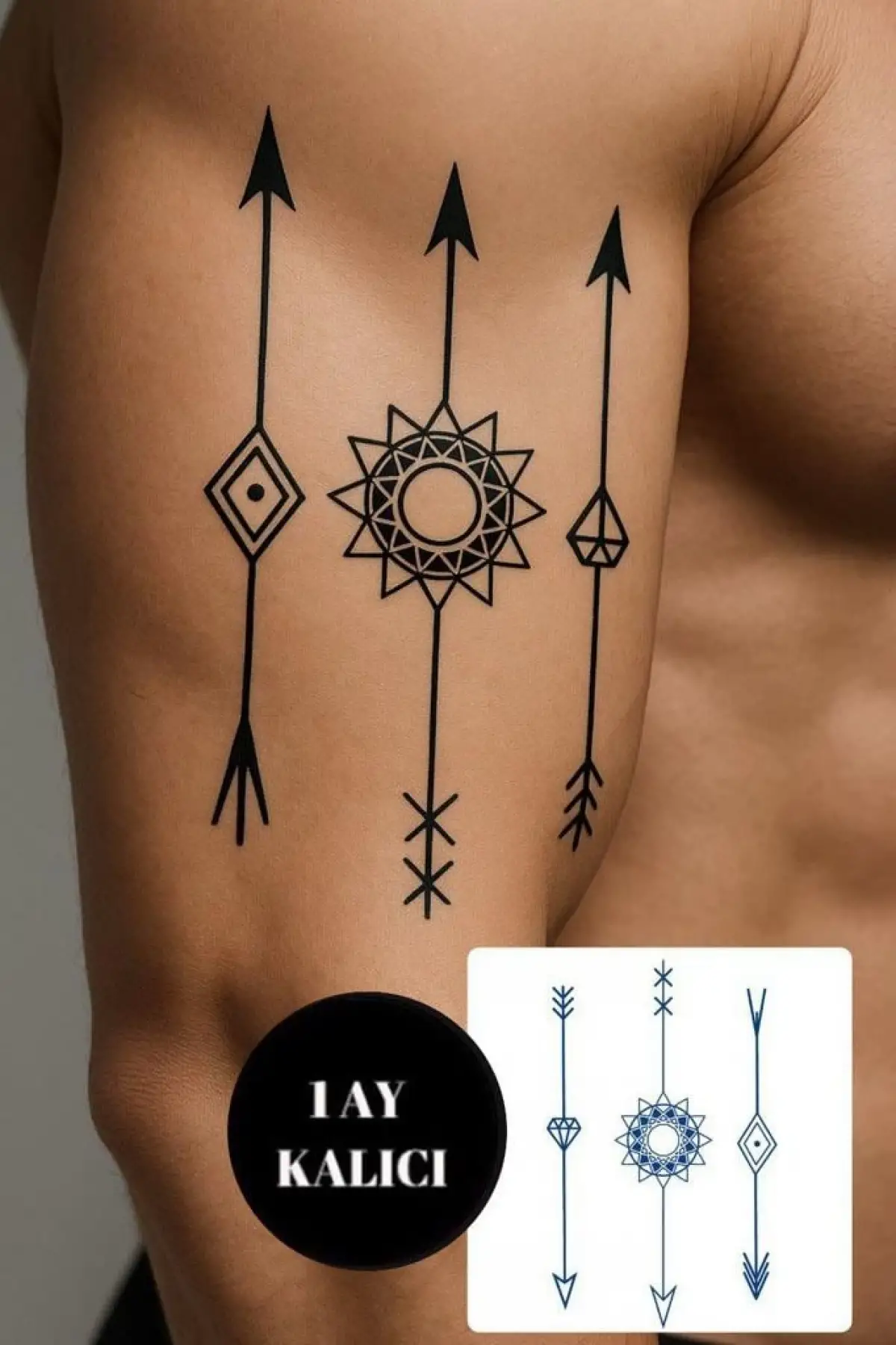 Ok Figürlü 12 Saat Sonra Kararan Geçici Mini Dövme Tattoo