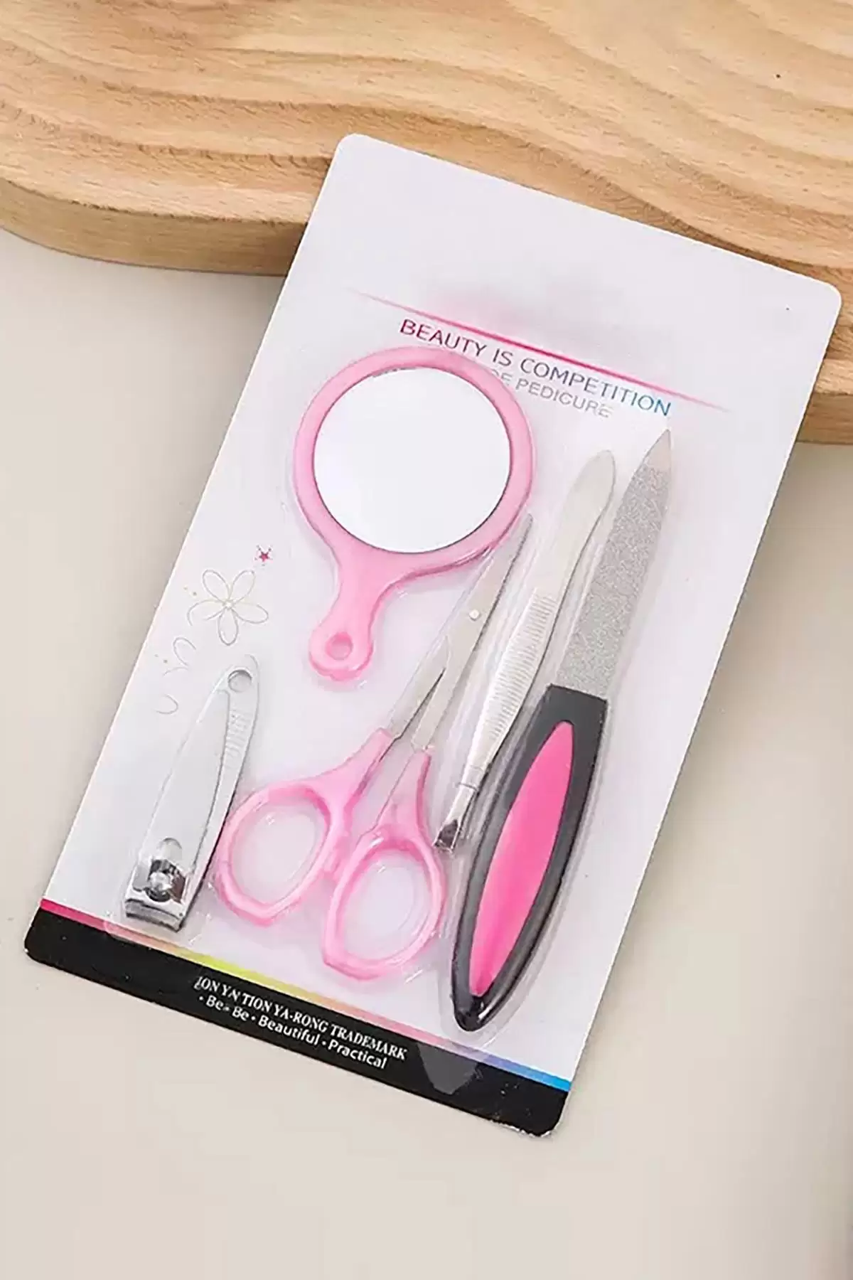Pembe Renk 5 Parça Manikür/ Pedikür Törpü Set