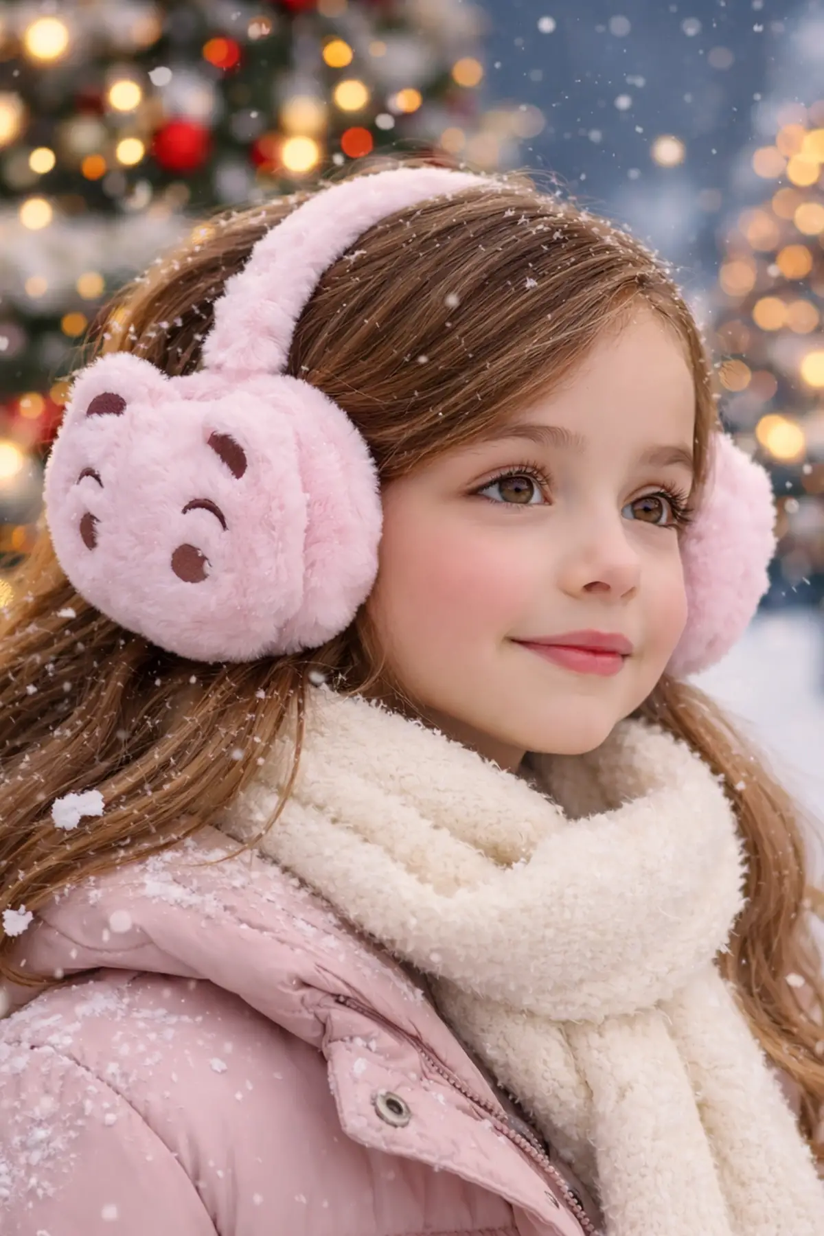 Pembe Renk Ayıcık Figürlü Peluş Kulaklık