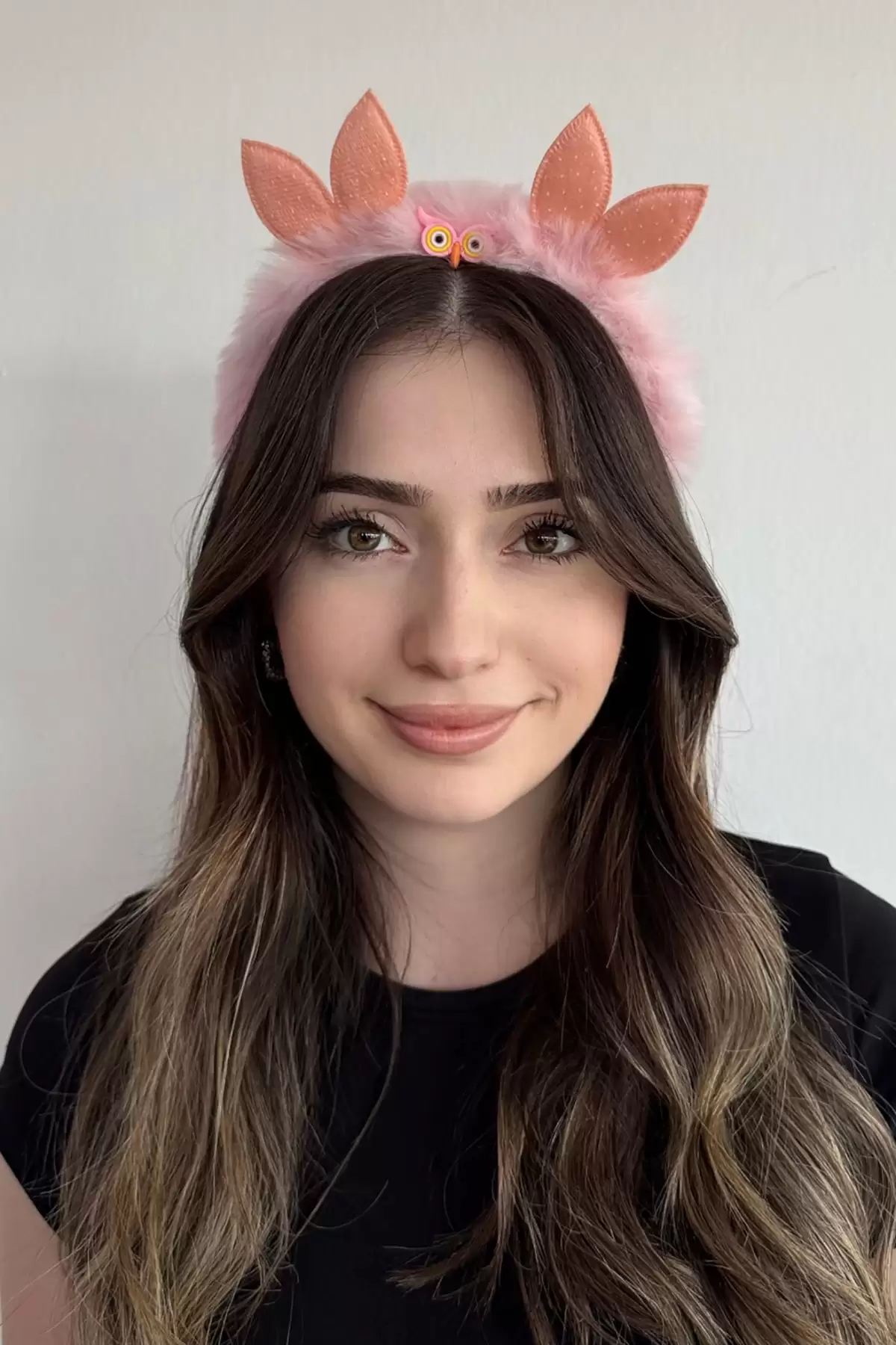 Pembe Renk Baykuş Figürlü Peluş Taç