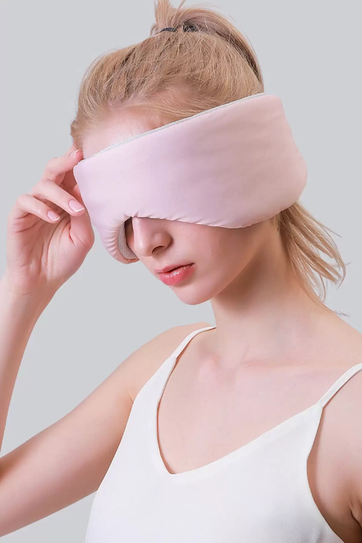 Pembe Renk Çıtçıtlı Uyku Bandı