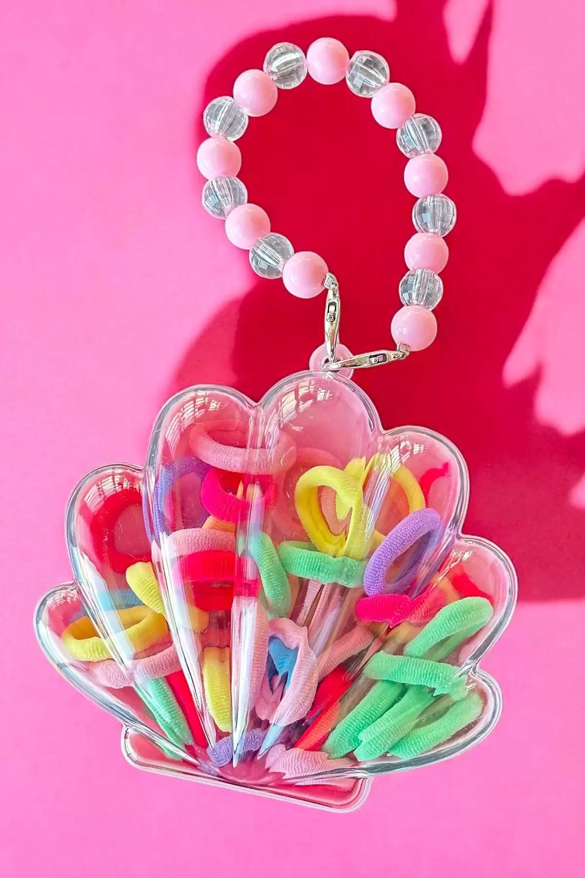 Pembe Renk Deniz Kabuğu Figürlü Çantalı Toka Set