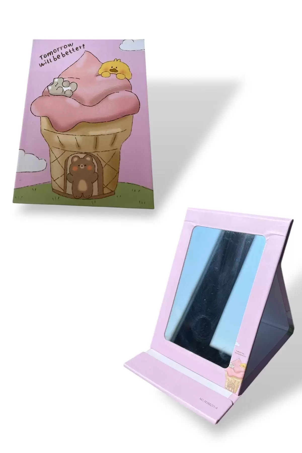 Pembe Renk Dondurma Figürlü Masa Aynası