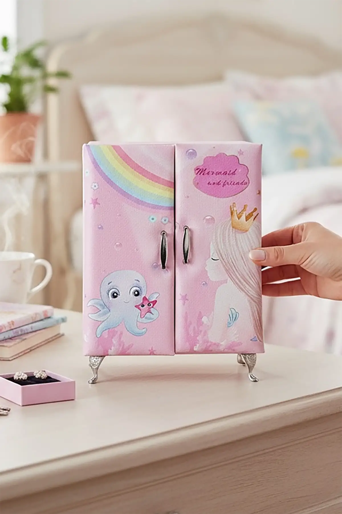 Pembe Renk Karışık Figürlü Takı Dolabı/Organizer