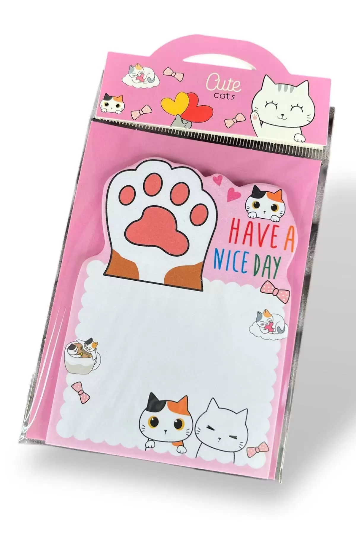 Pembe Renk Kedi Figürlü Yapışkanlı Not Kağıdı