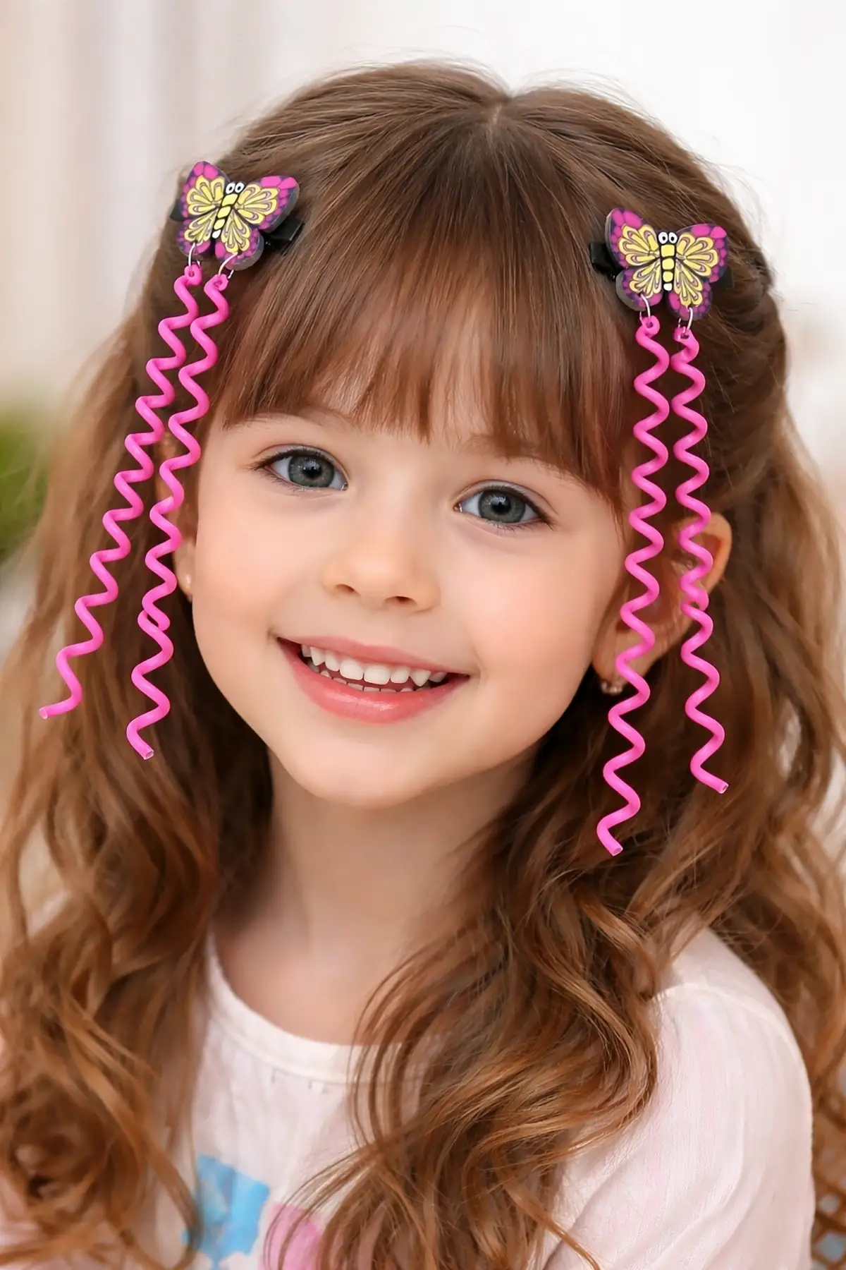 Pembe Renk Kelebek Figürlü Çocuk Yan Toka