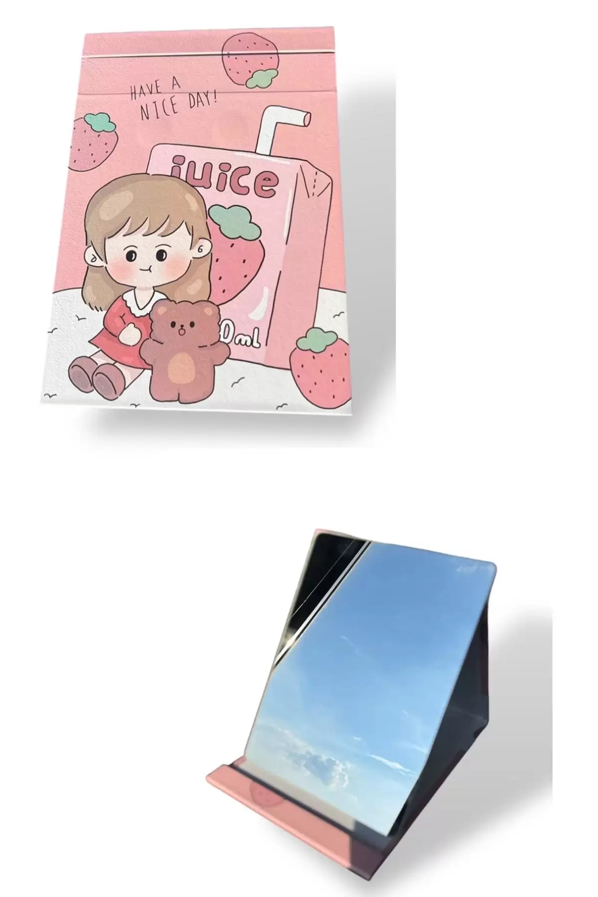 Pembe Renk Kız Figürlü Masa Aynası