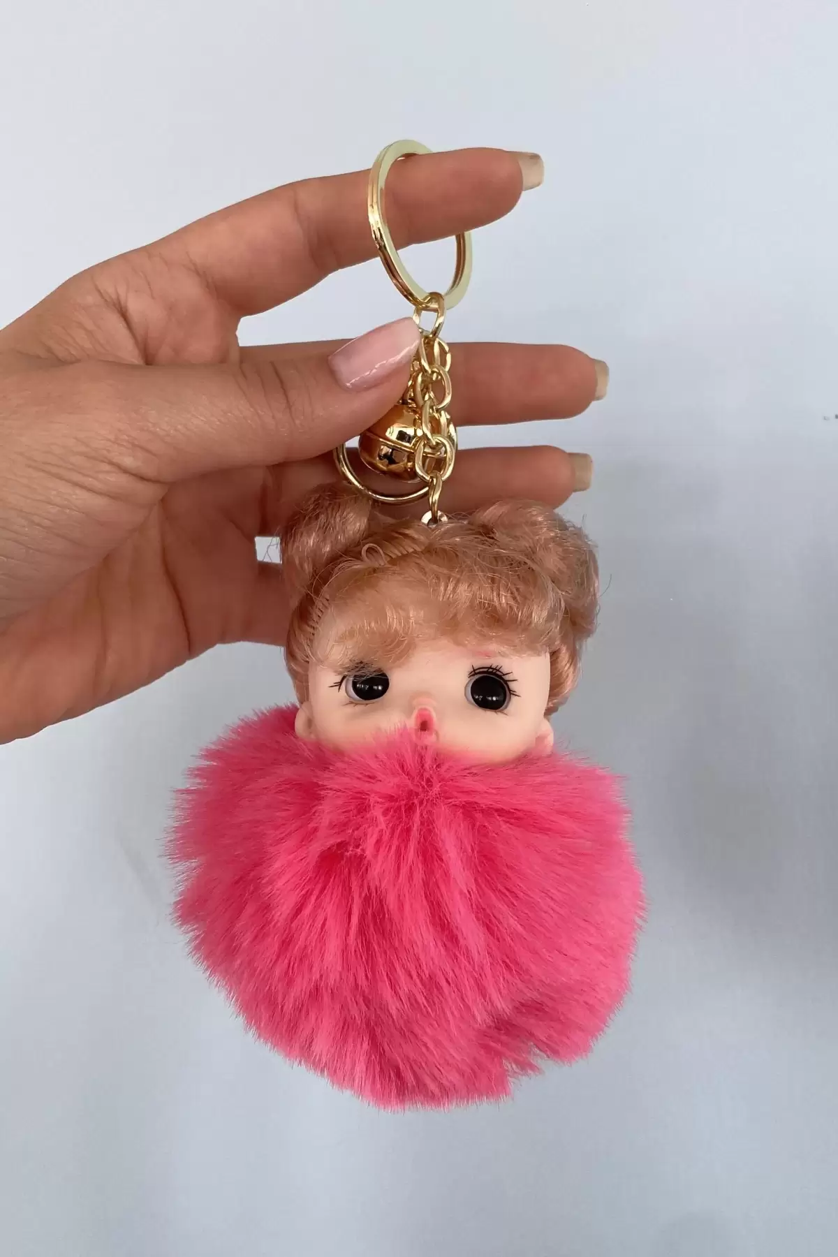 Pembe Renk Kız Figürlü Peluş Anahtarlık