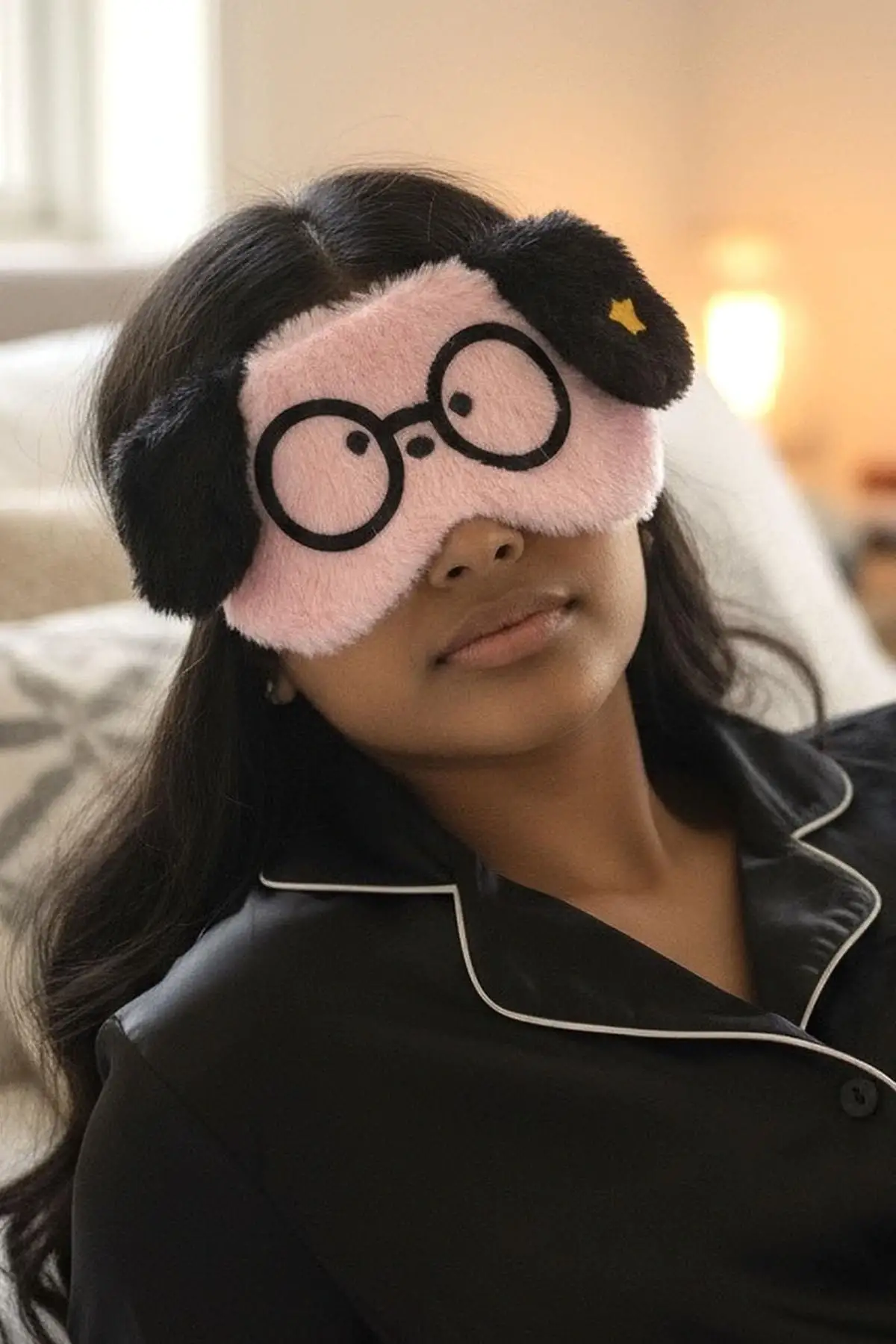 Pembe Renk Köpek Figürlü Peluş Uyku Bandı